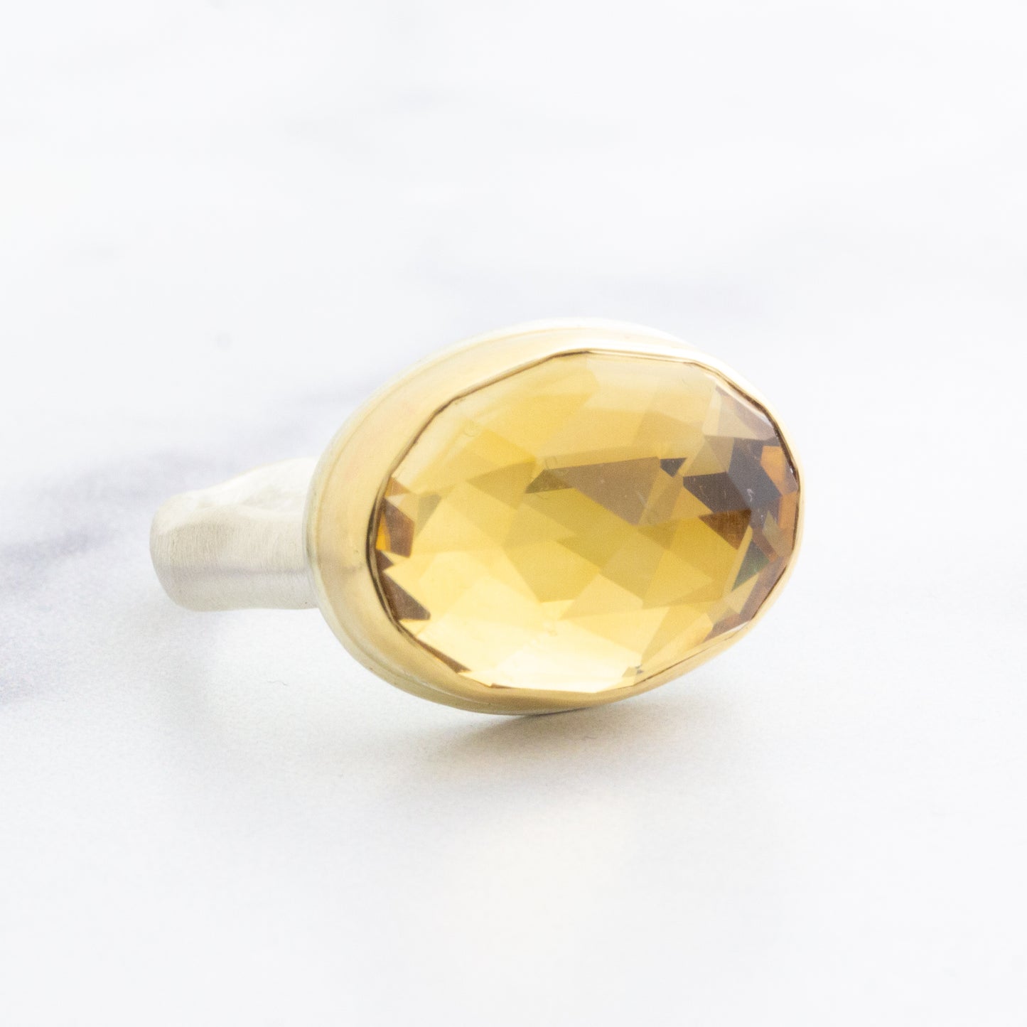 Sterling & 14K Gold Oval Citrine Ring