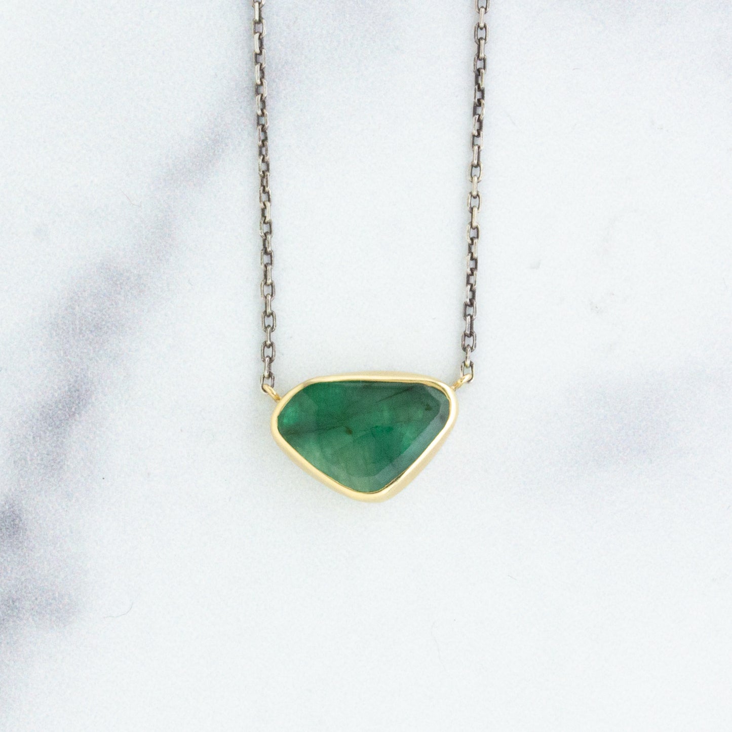Oxidized Sterling & 14K Gold Emerald Necklace