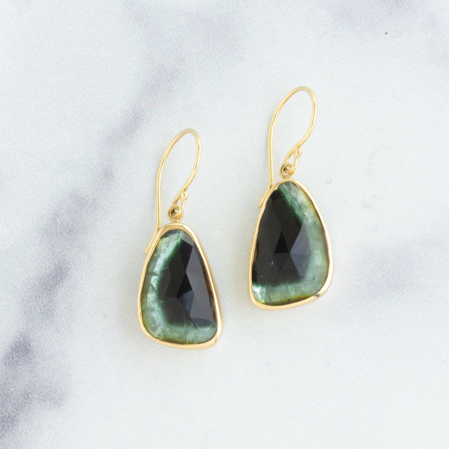 Sterling & 14K Gold Green Tourmaline Earrings