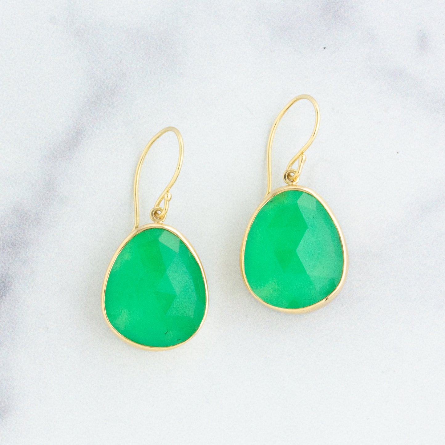 Sterling & 14K Gold Chrysoprase Earrings