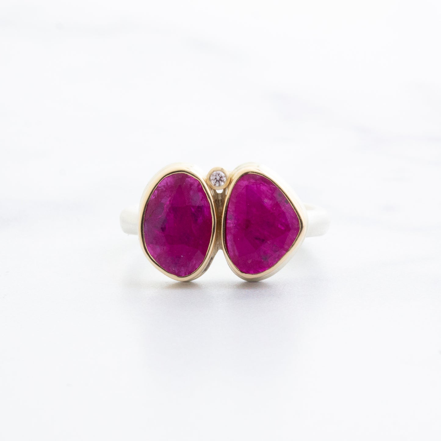 Sterling & 14K Gold Mozambique Ruby & Diamond Ring