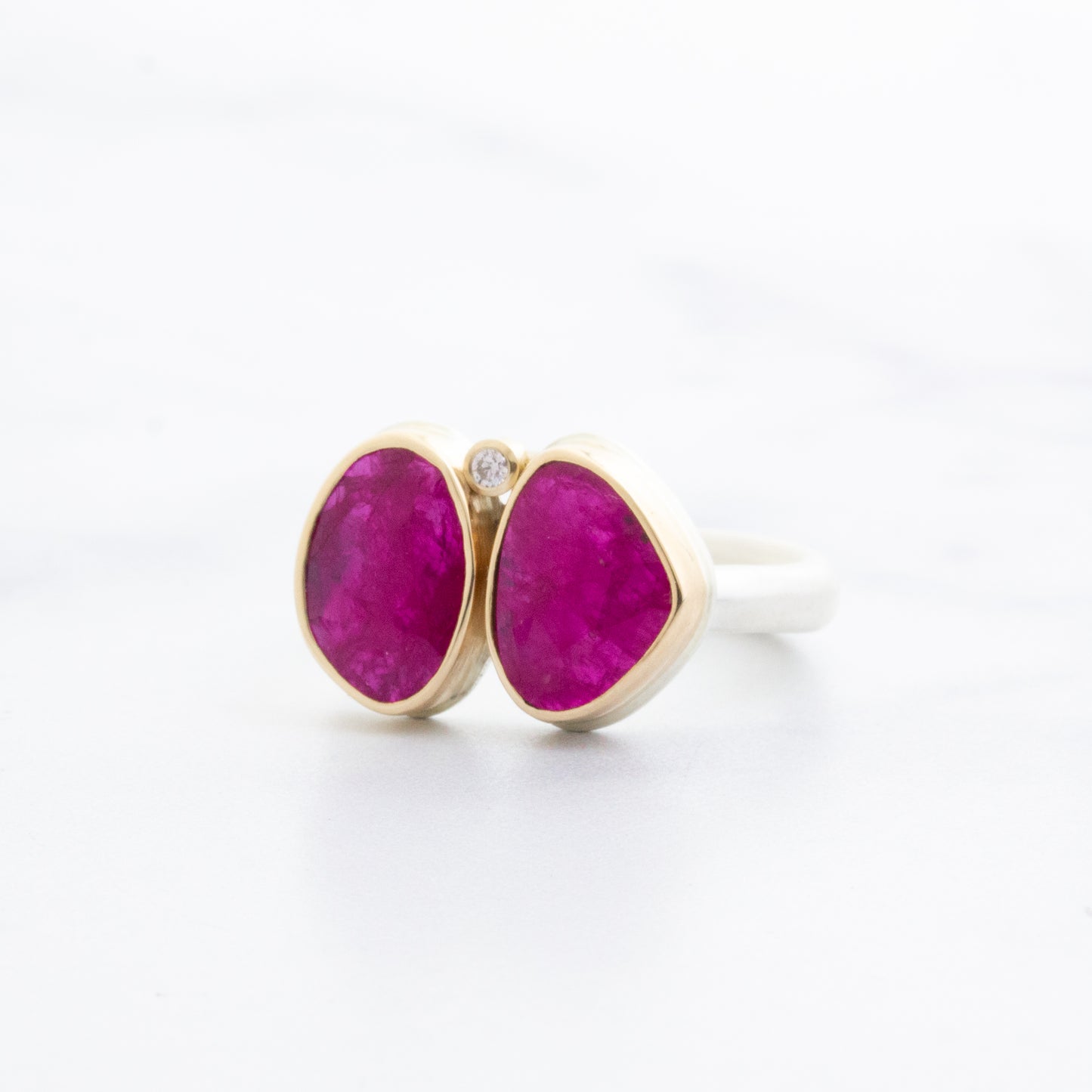 Sterling & 14K Gold Mozambique Ruby & Diamond Ring