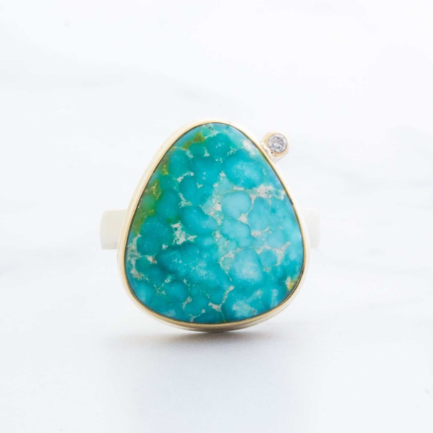 Sterling & 14K Gold Sonoran Mountain Turquoise & Diamond Ring
