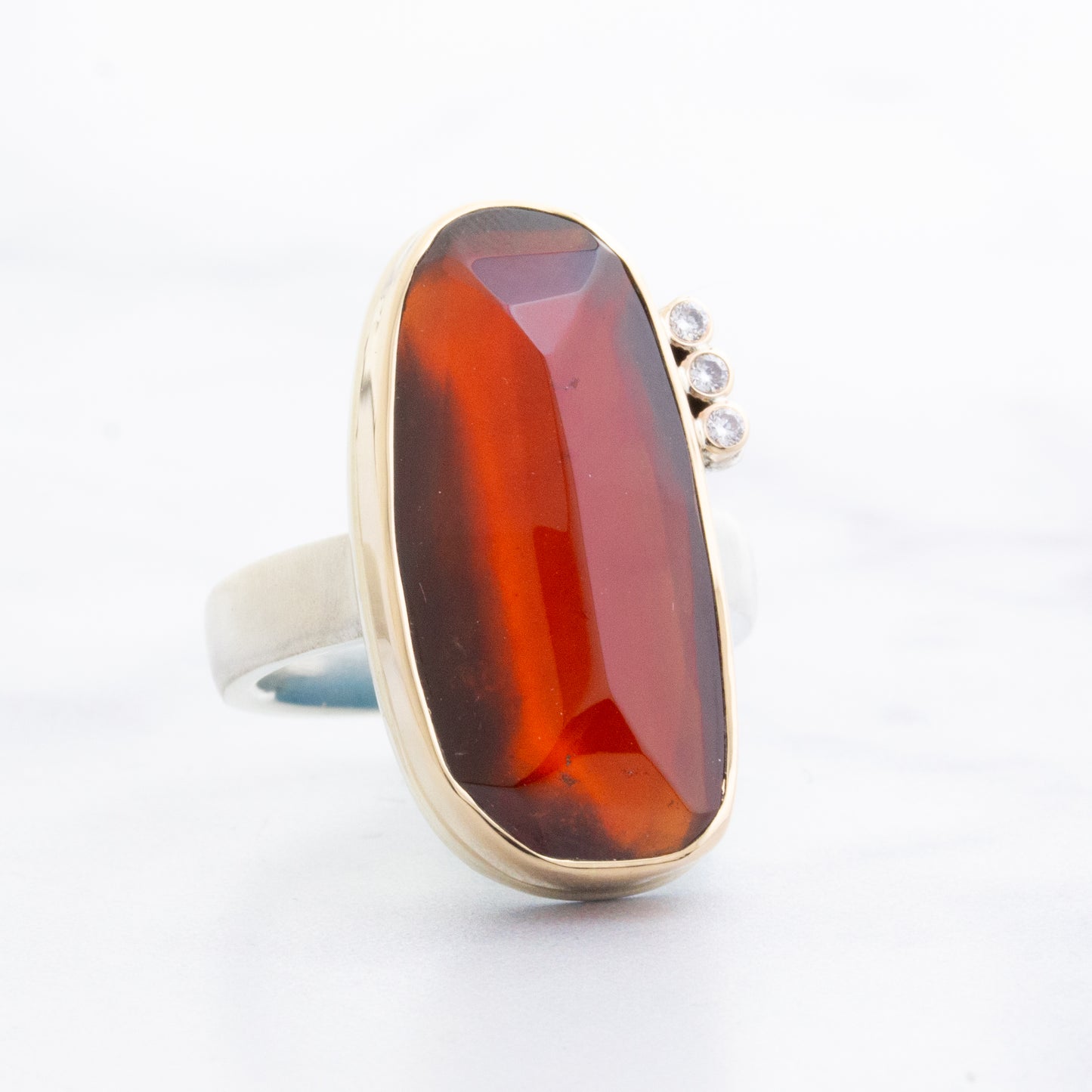 Sterling & 14K Gold Hessonite Garnet & Diamond Ring
