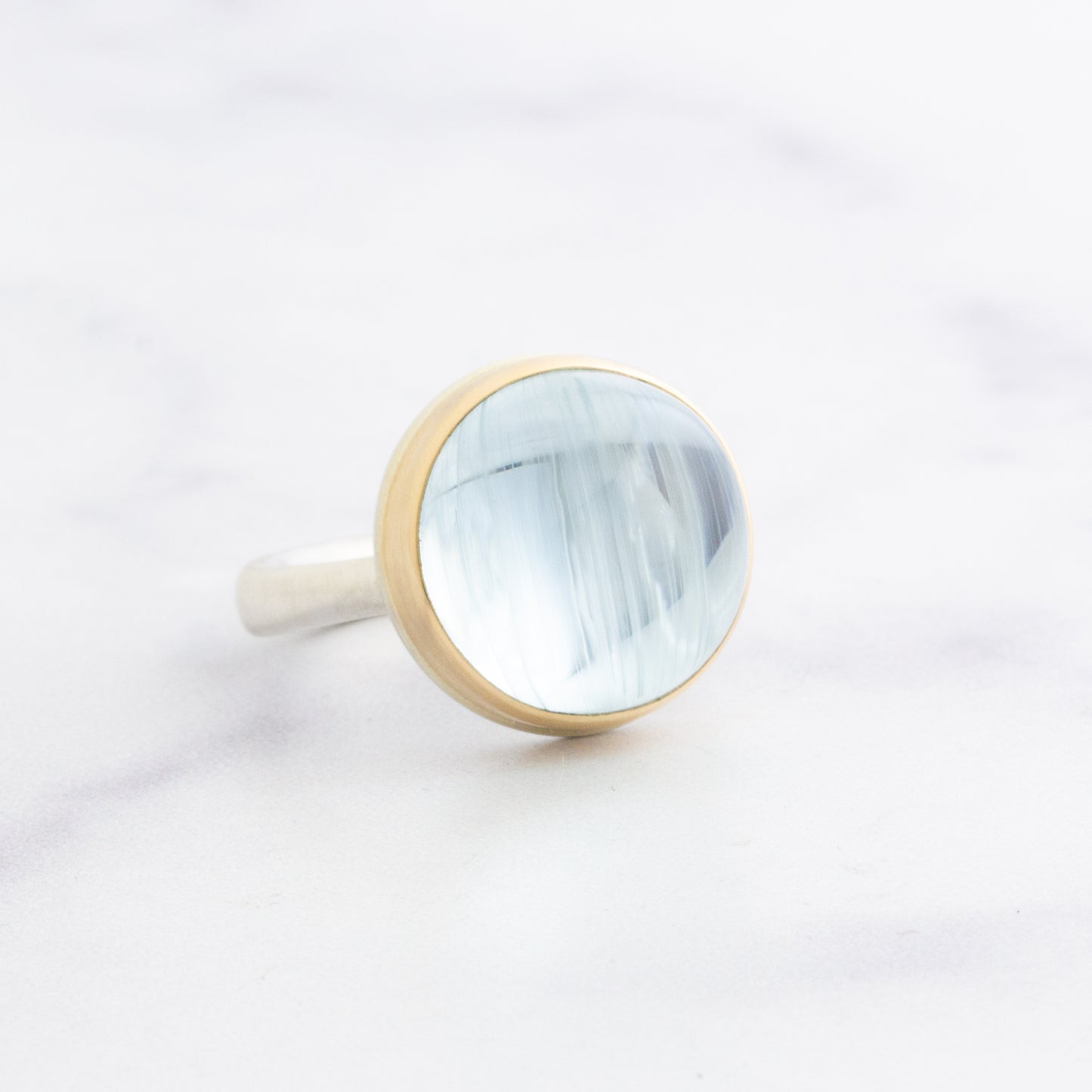 Sterling & 14K Gold Cat's Eye Topaz Ring