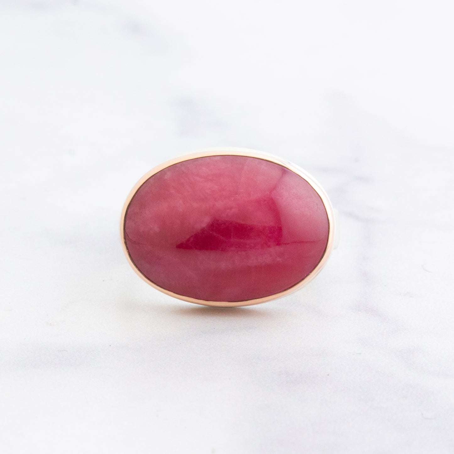 Sterling & 14K Rose Gold Rhodonite Ring