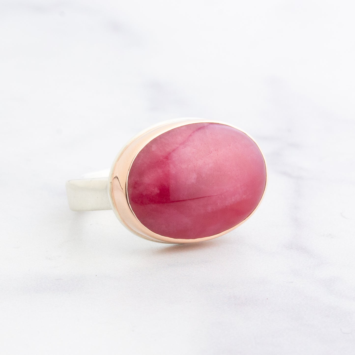 Sterling & 14K Rose Gold Rhodonite Ring