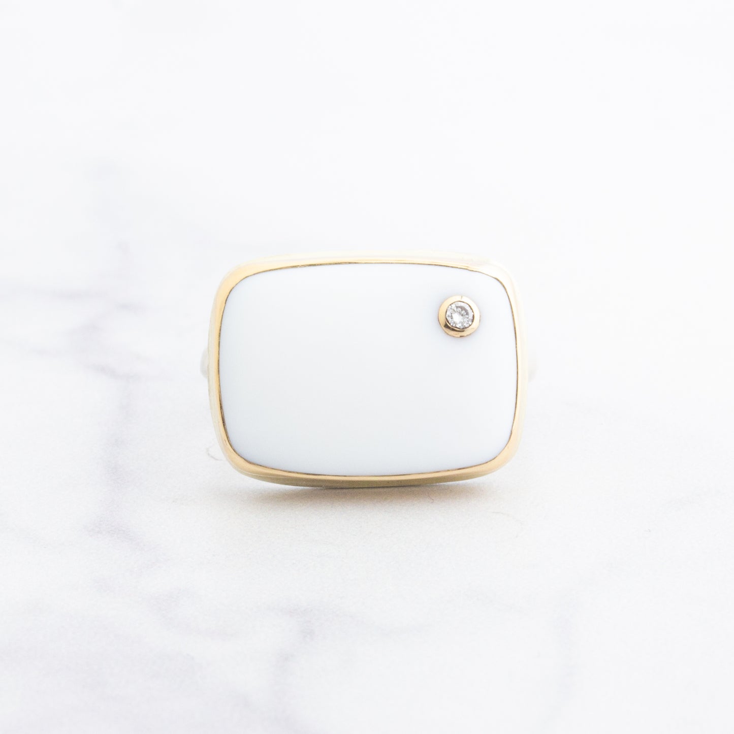 Sterling & 14K Gold Calcite & Diamond Ring