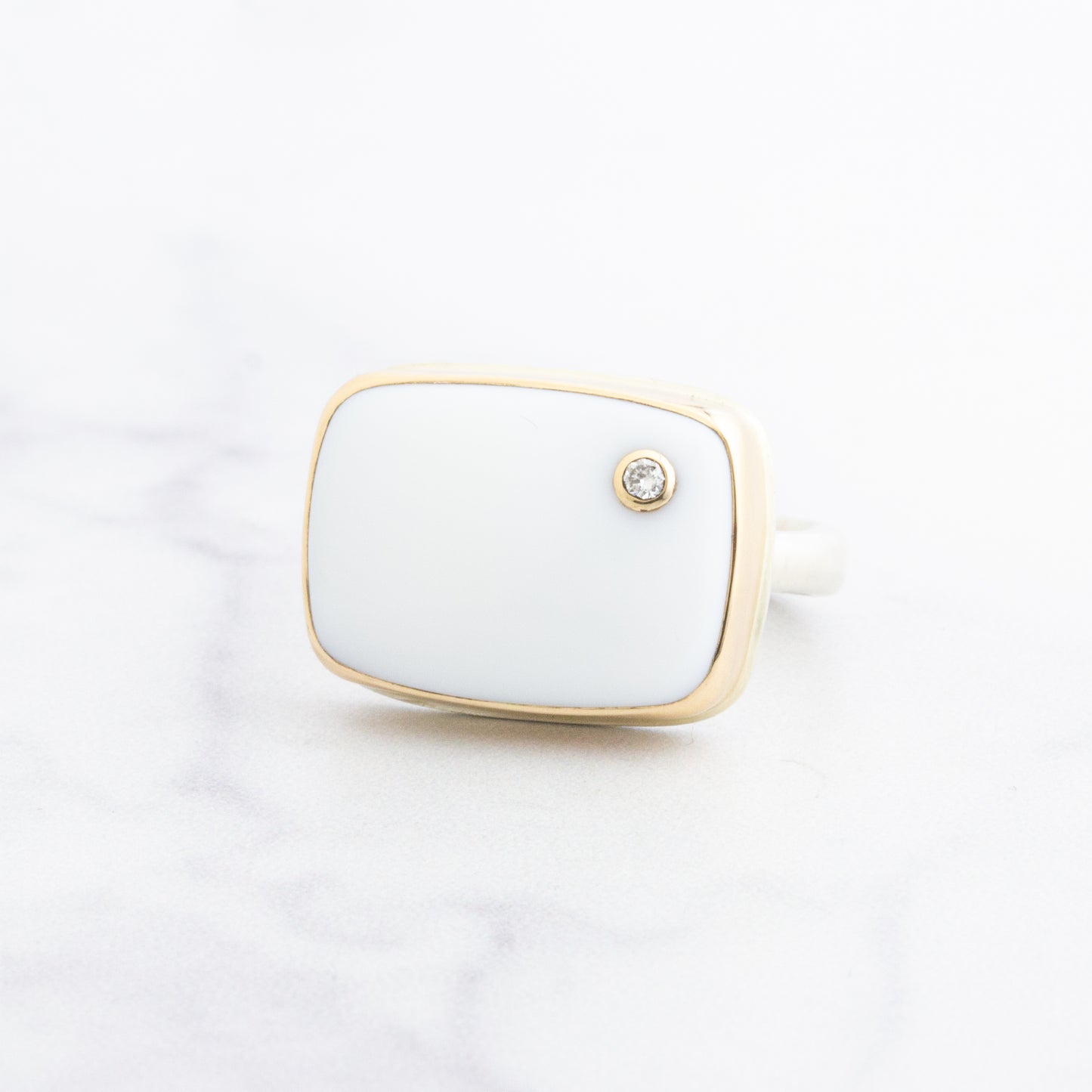 Sterling & 14K Gold Calcite & Diamond Ring