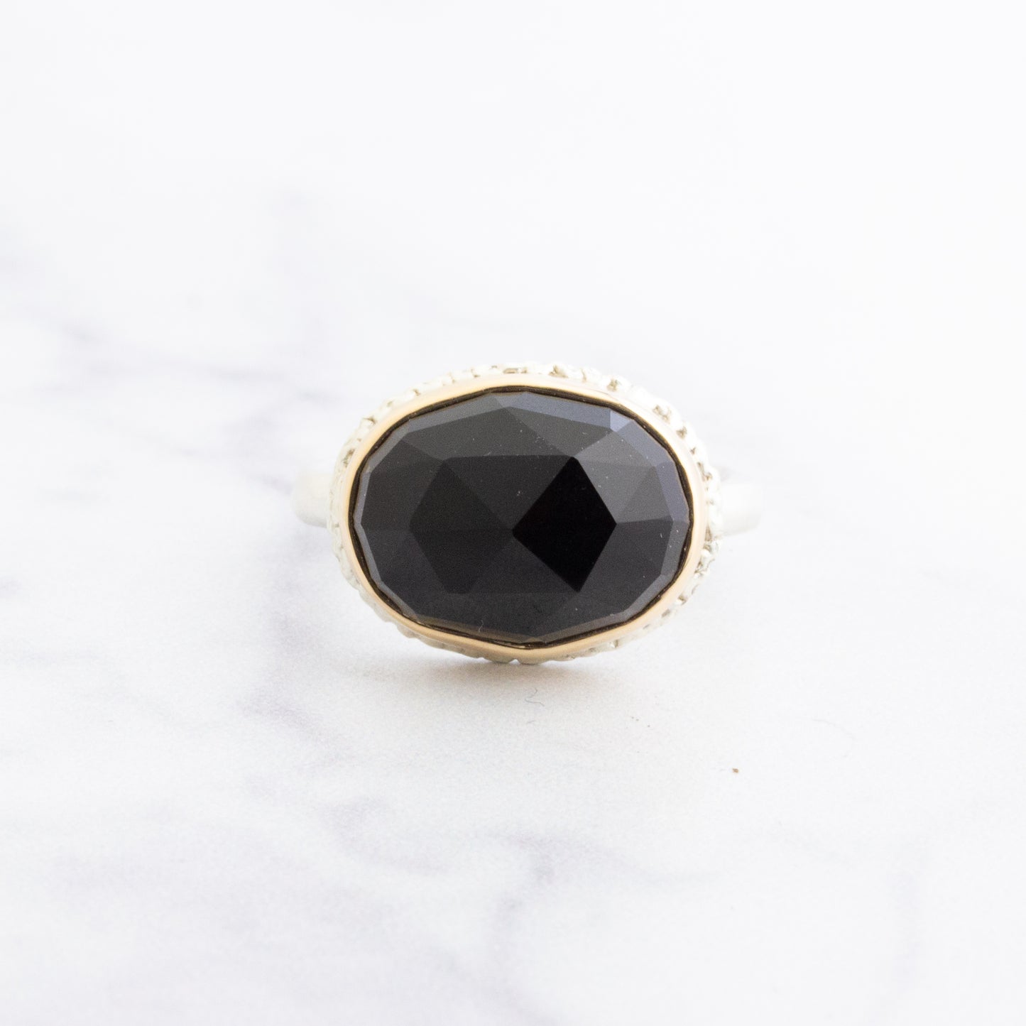 Sterling Lava Edge & 14K Gold Black Onyx Ring