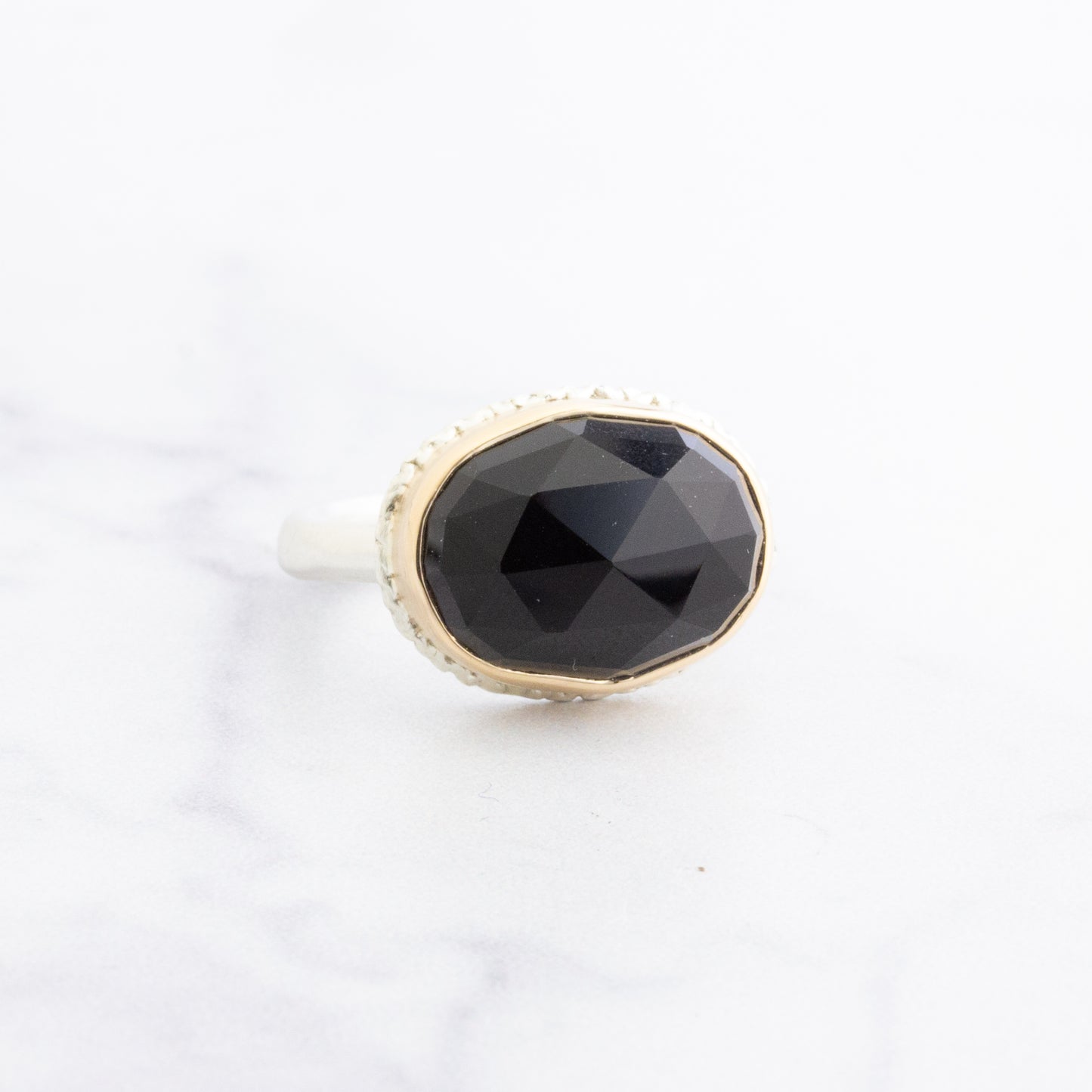 Sterling Lava Edge & 14K Gold Black Onyx Ring