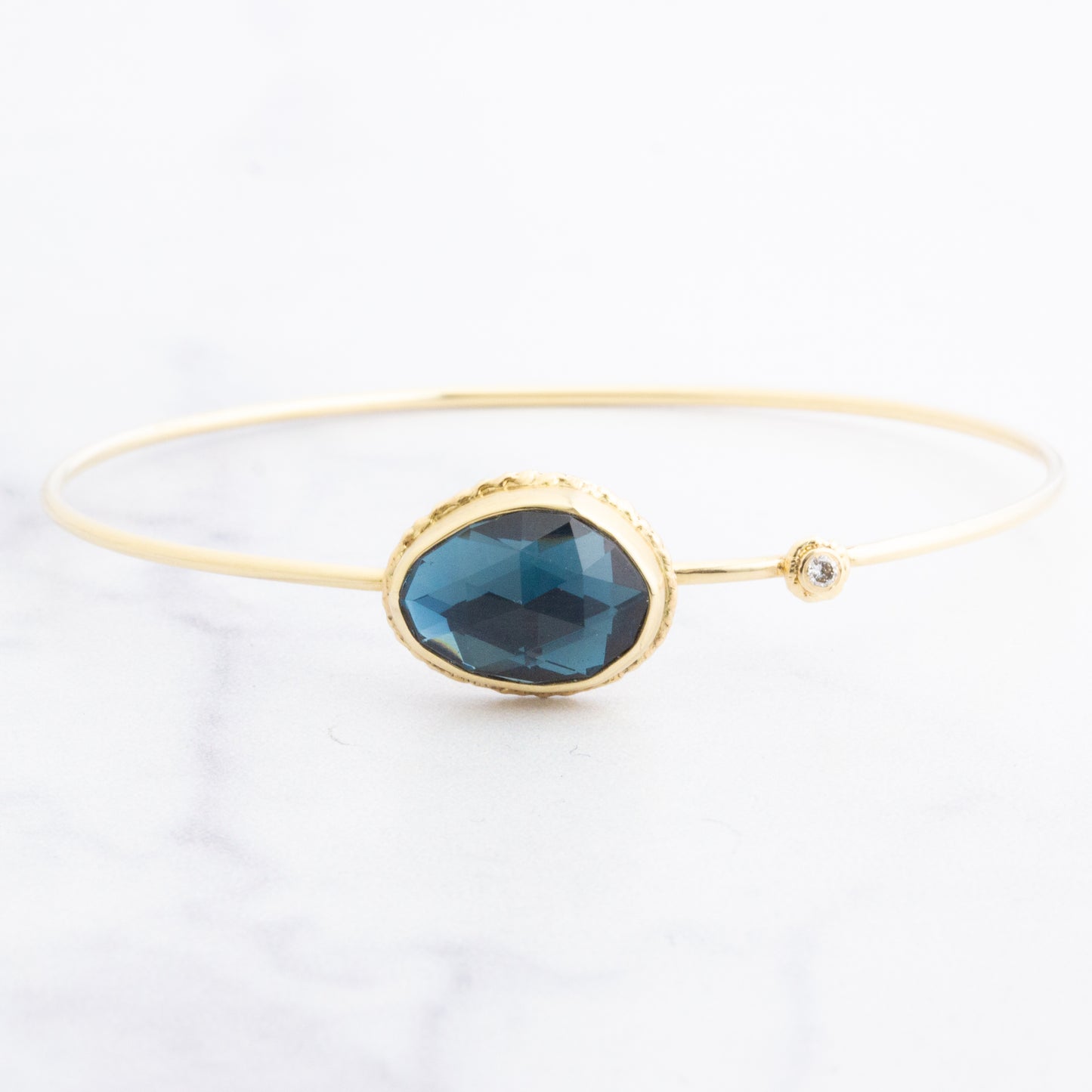 14K Gold London Blue Topaz & Diamond Bracelet