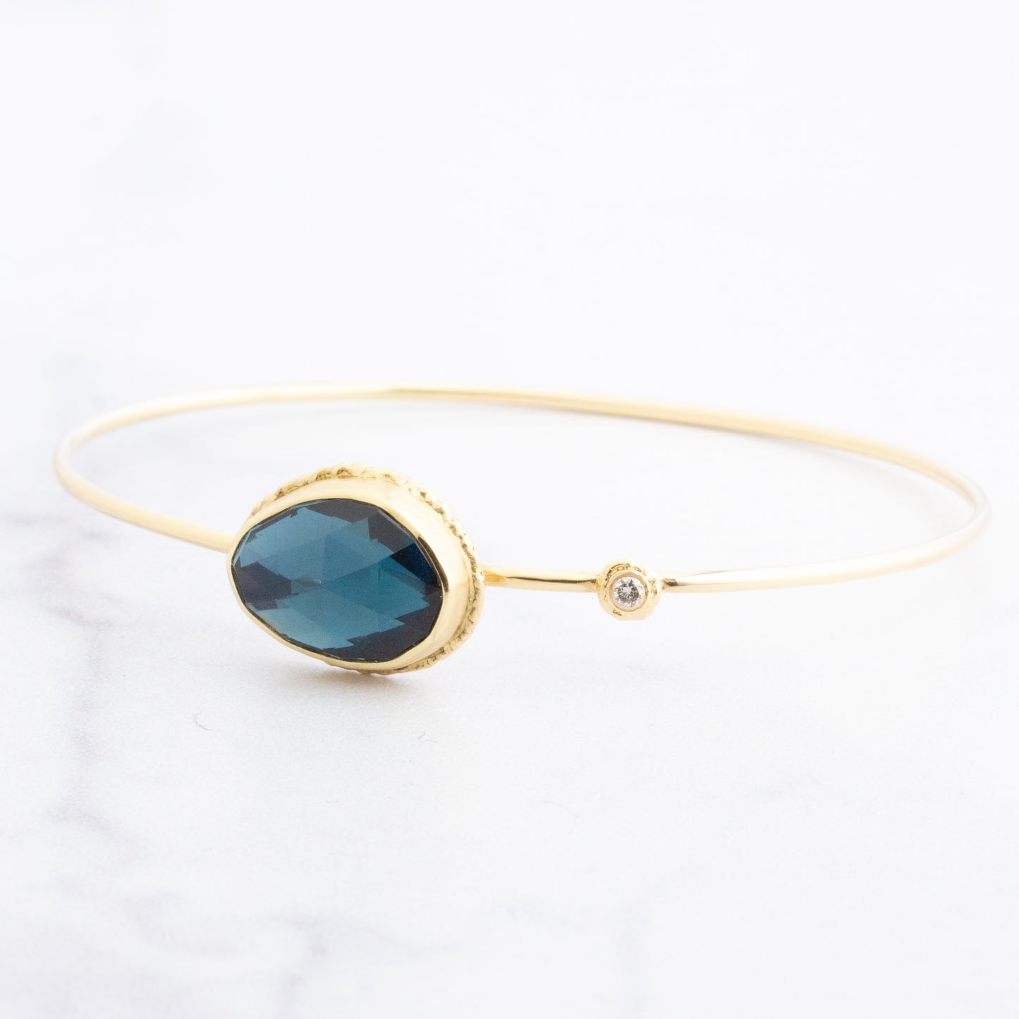 14K Gold London Blue Topaz & Diamond Bracelet