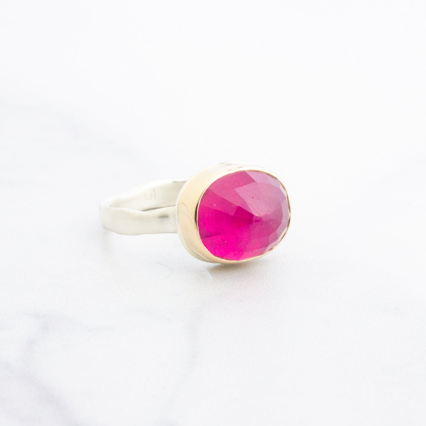 Sterling & 14K Gold African Ruby Ring