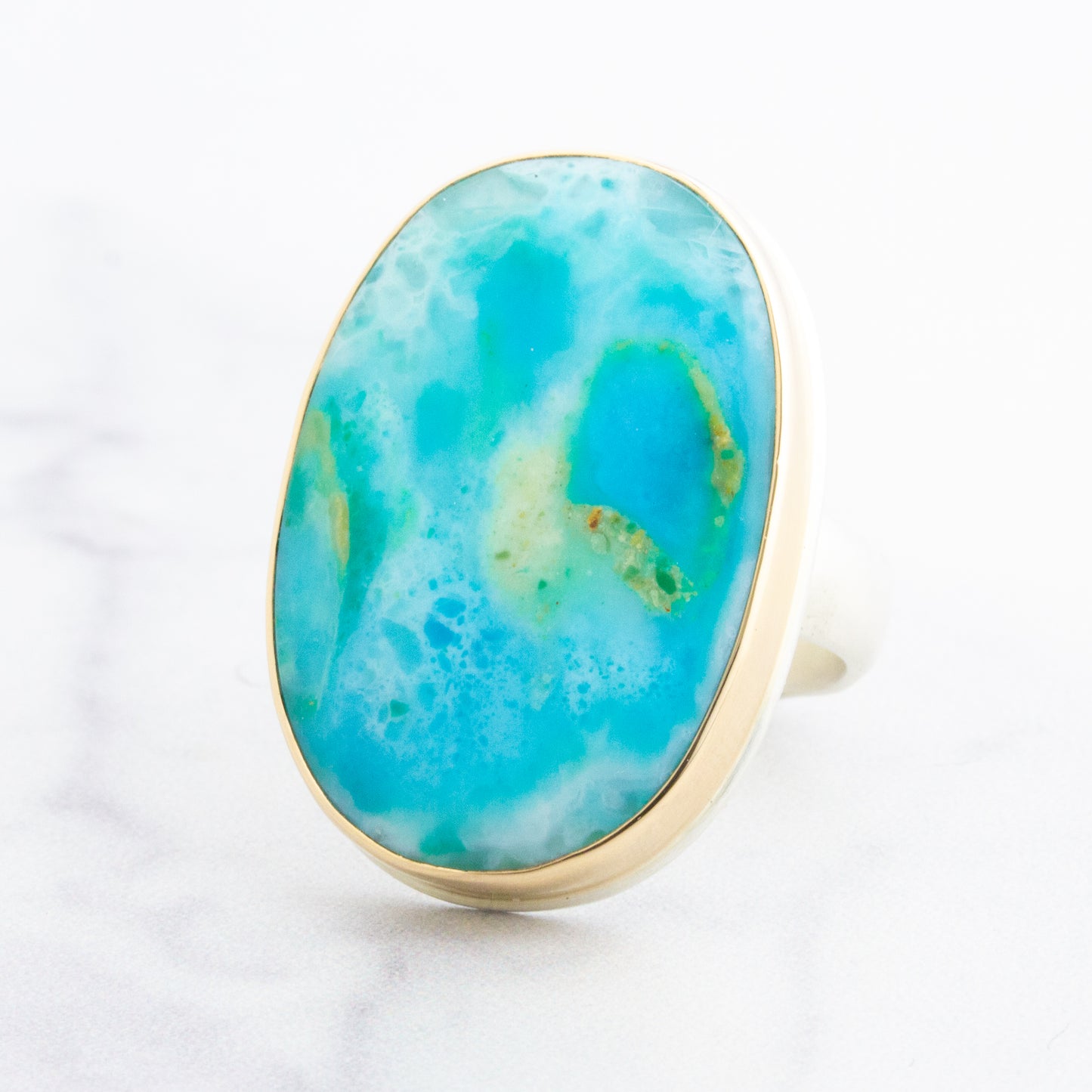 Sterling & 14K Gold Peruvian Opal Ring