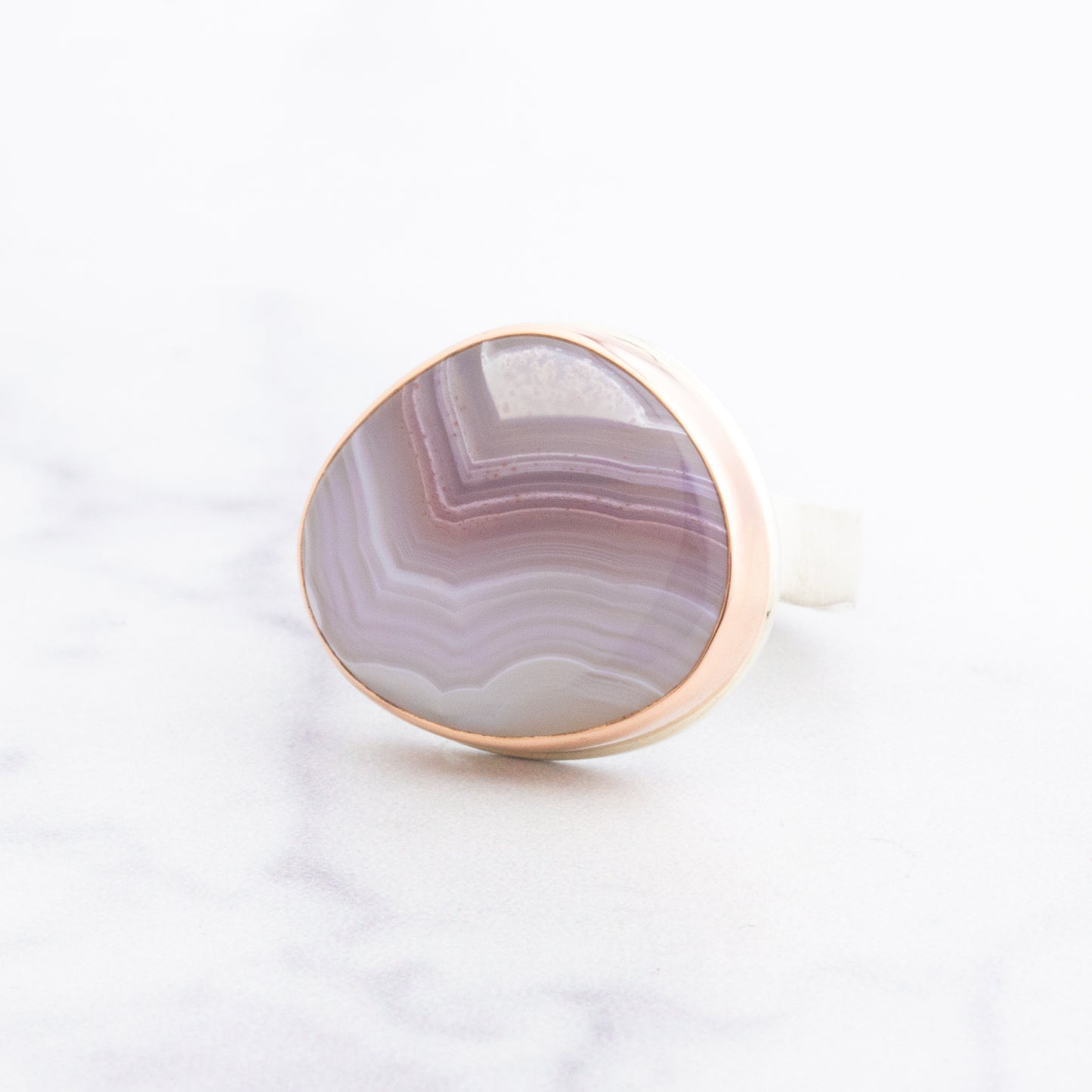 Sterling & 14K Rose Gold Laguna Agate Ring
