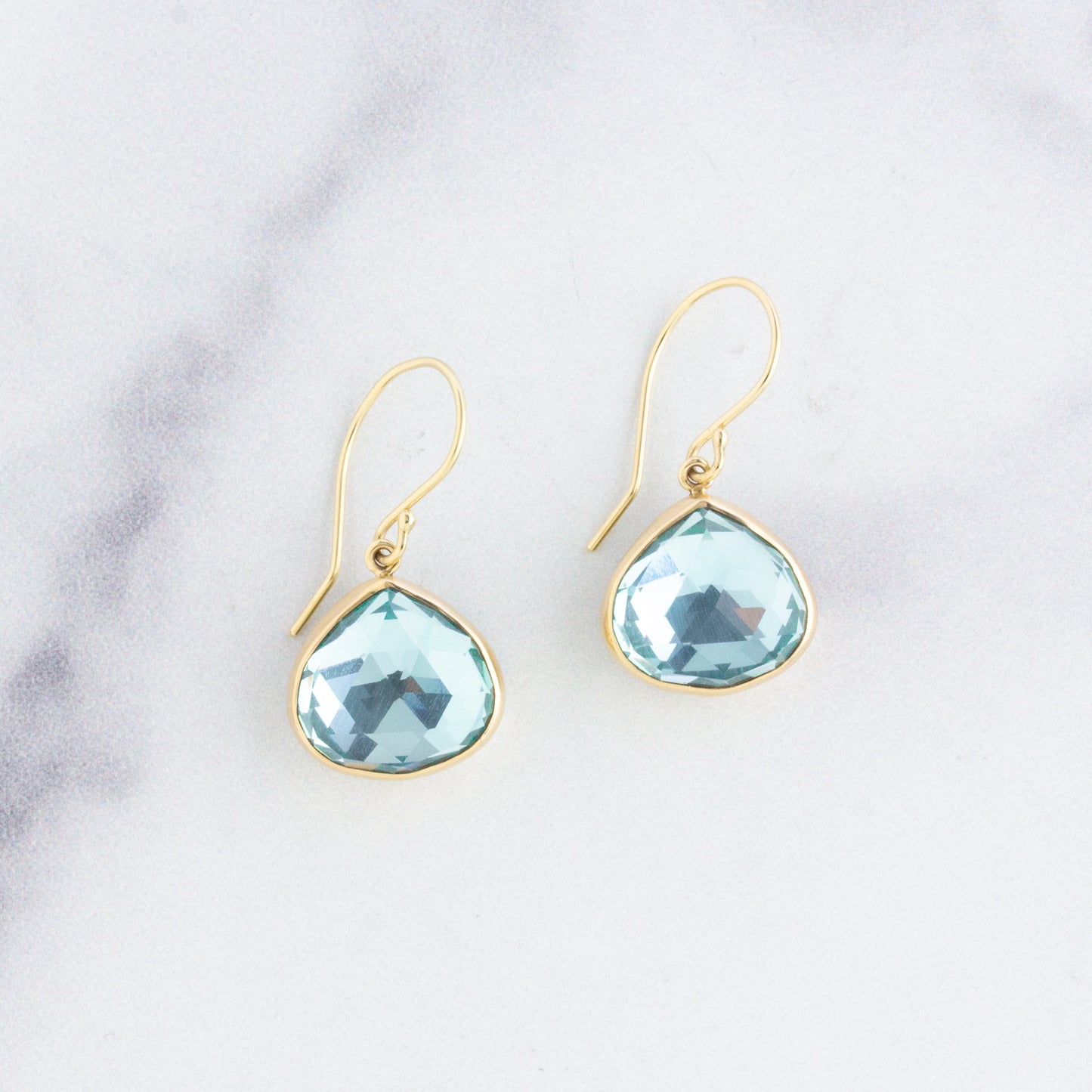Sterling & 14K Gold Lotus Sky Blue Topaz Earrings