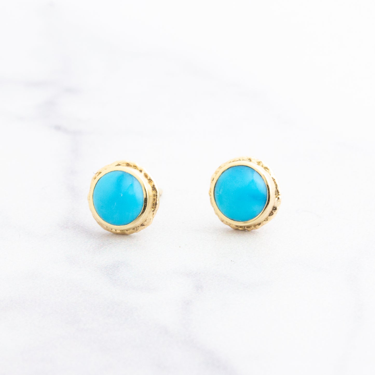 14K Gold Sleeping Beauty Turquoise Post Earrings