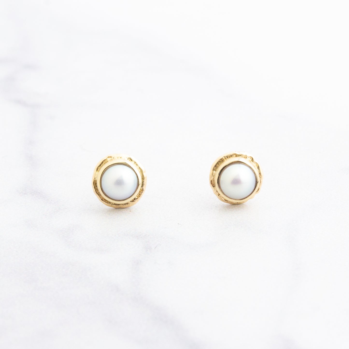 14K Gold Small Pearl Post Earrings