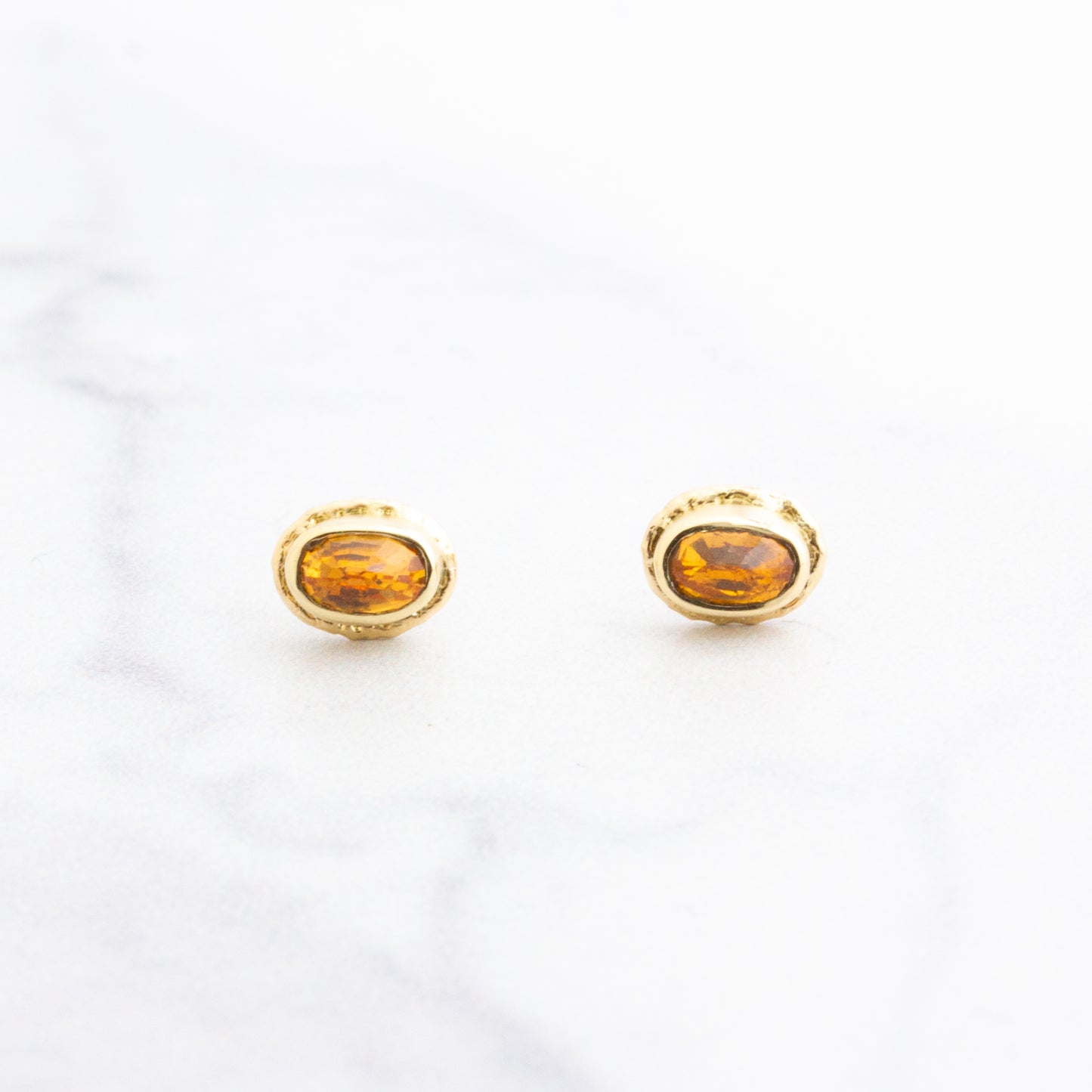 14K Gold Small Spessartite Post Earrings