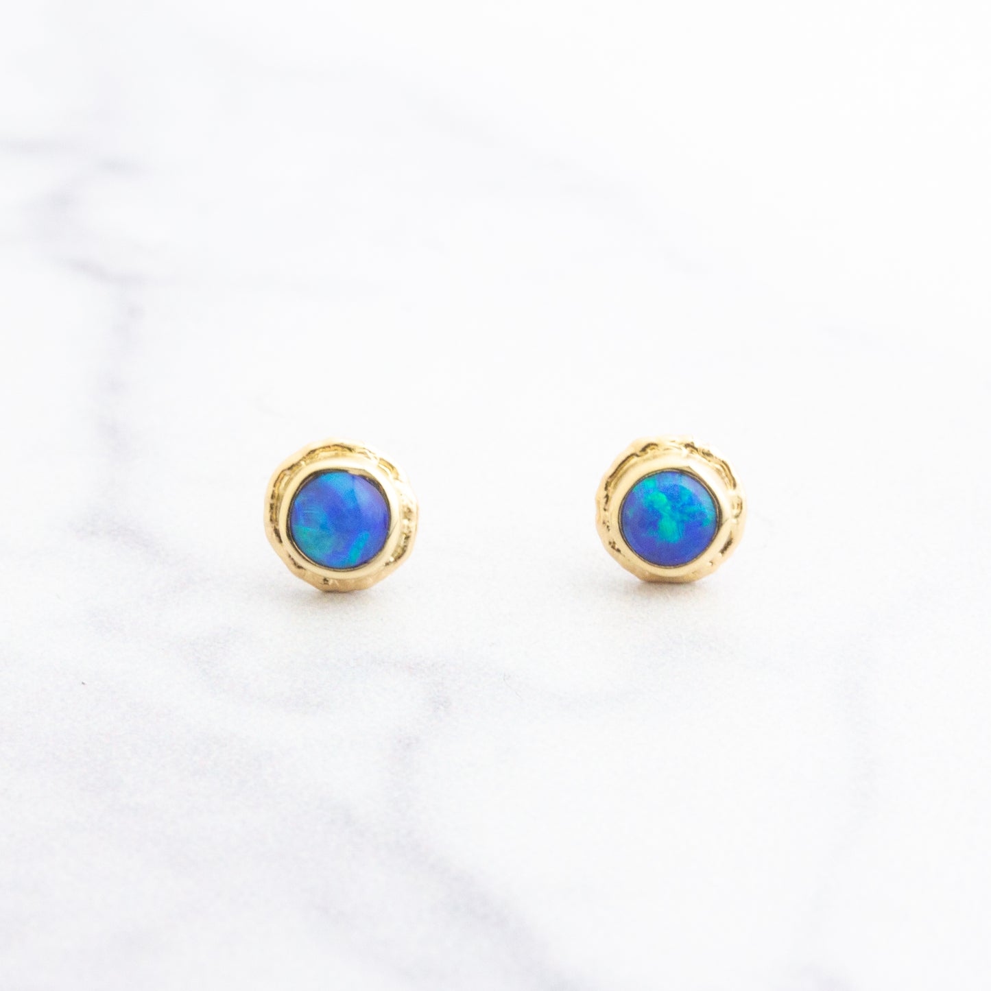 14K Gold Australian Opal Post Earrings