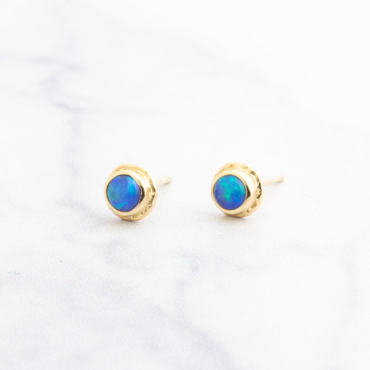 14K Gold Australian Opal Post Earrings