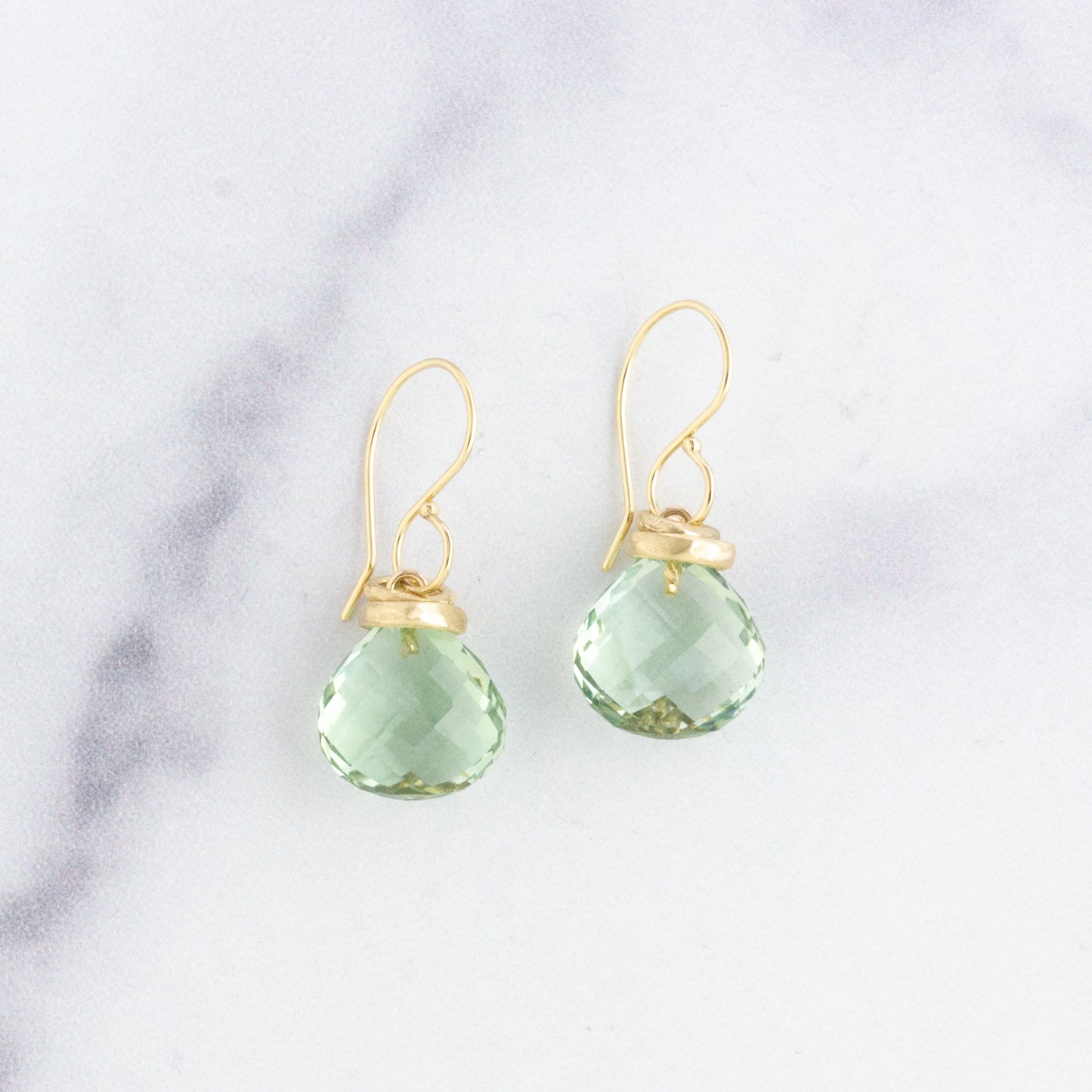 14K Gold Mint Quartz Earrings