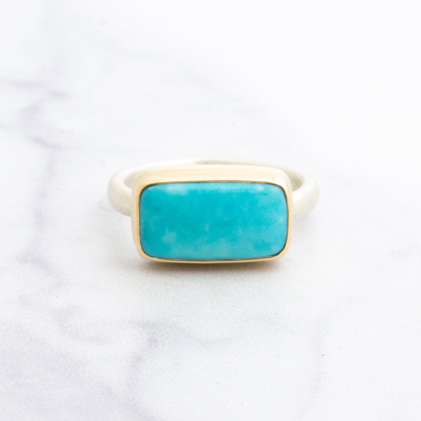 Sterling & 14K Gold Indonesian Chrysocolla Opal Ring