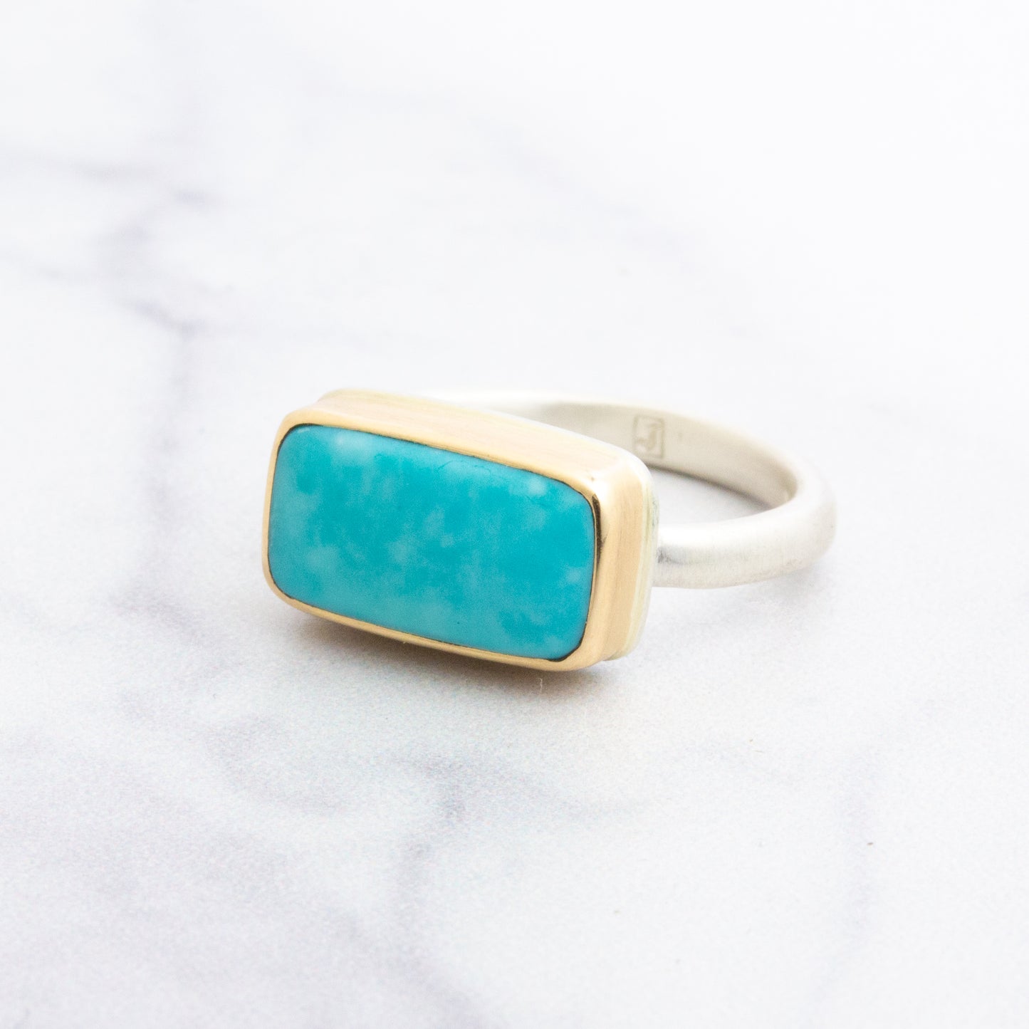 Sterling & 14K Gold Indonesian Chrysocolla Opal Ring