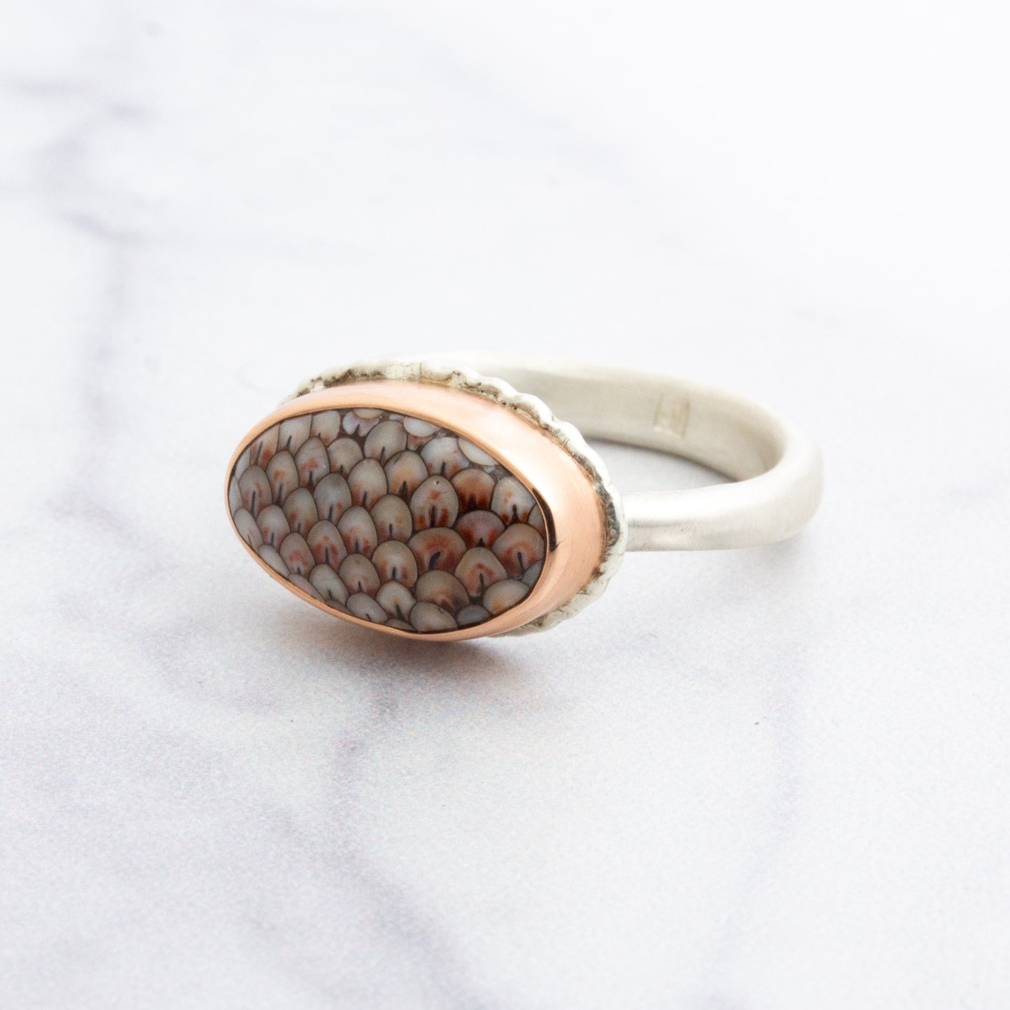 Sterling & 14K Rose Gold Snakeskin Agate Ring