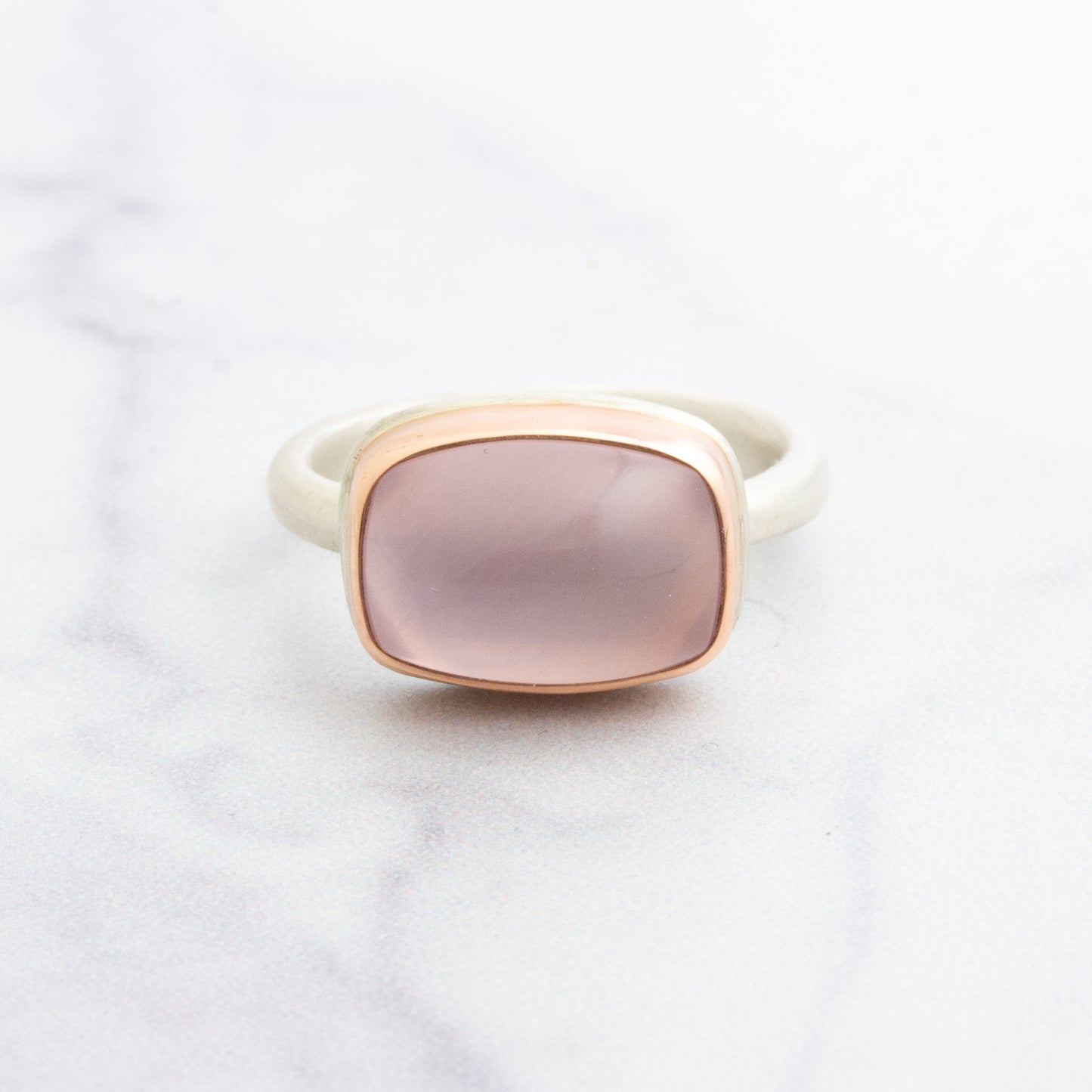 Sterling & 14K Rose Gold Rose Quartz Ring