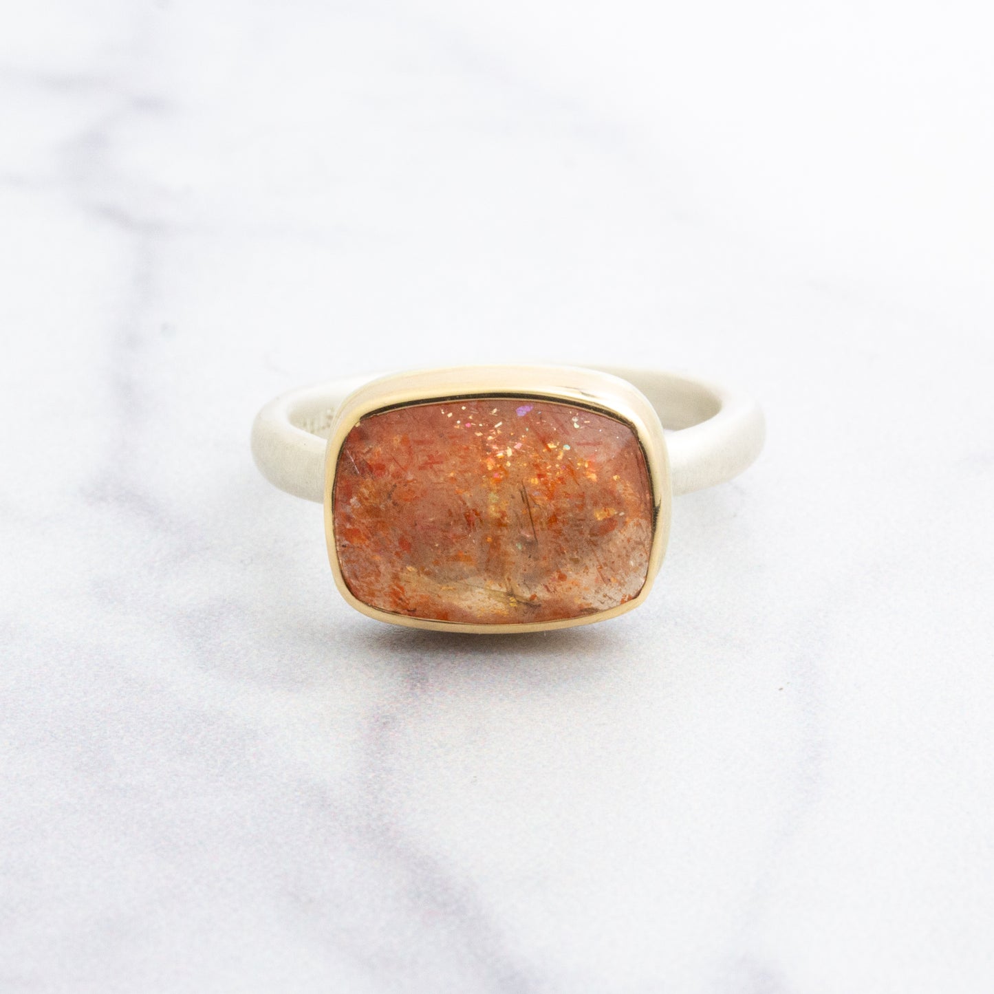 Sterling & 14K Gold African Sunstone Ring