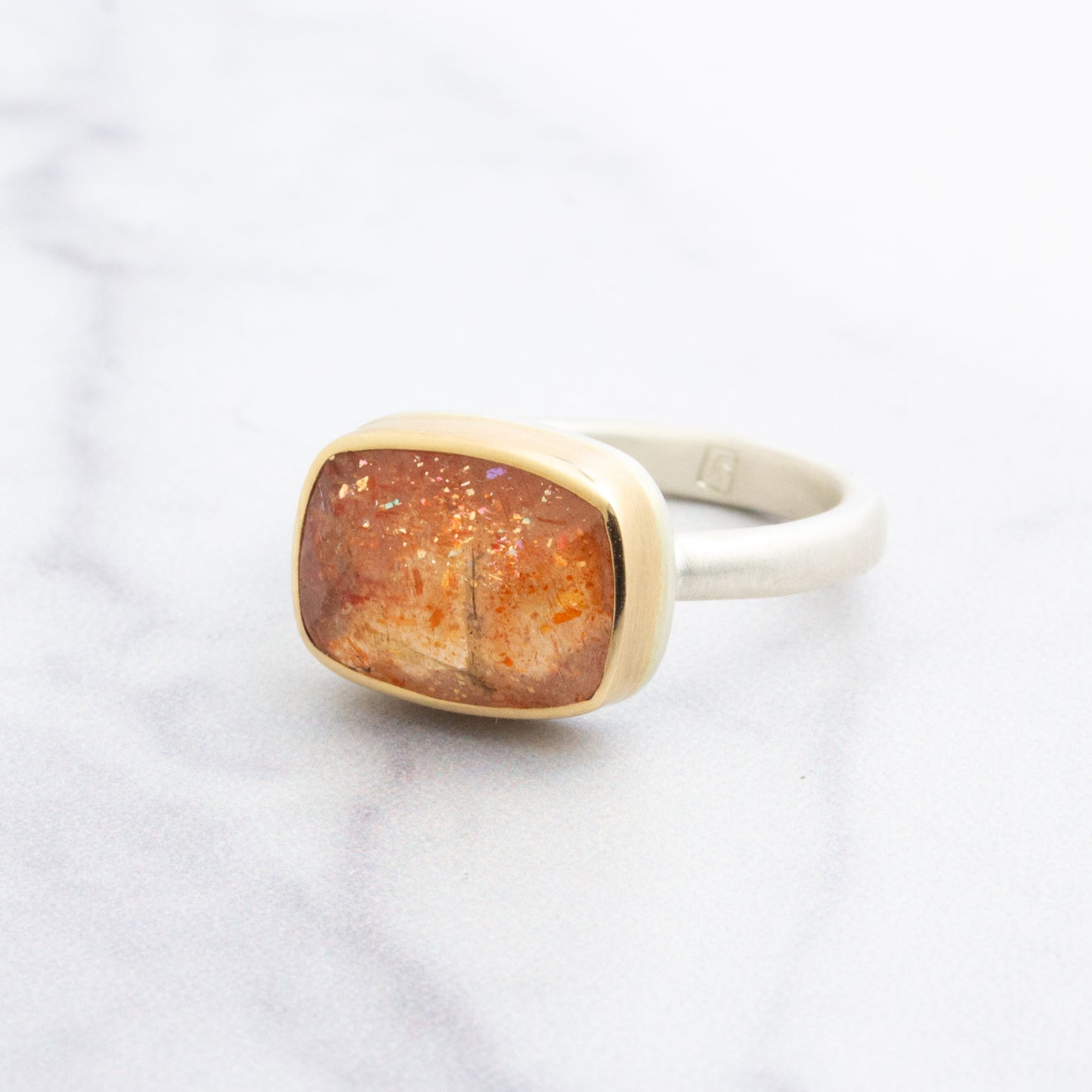 Sterling & 14K Gold African Sunstone Ring