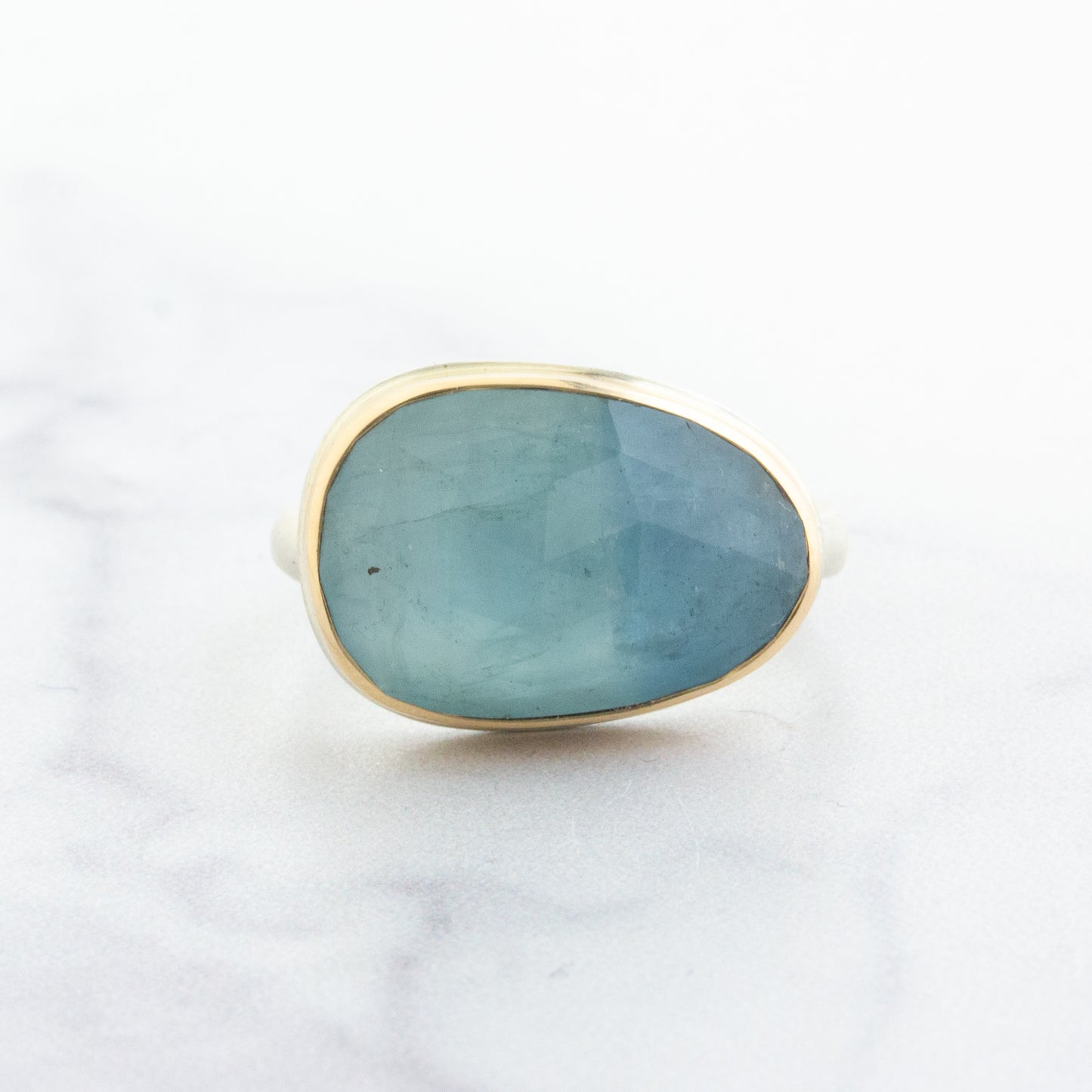Sterling & 14K Gold Asymmetrical Aquamarine Ring