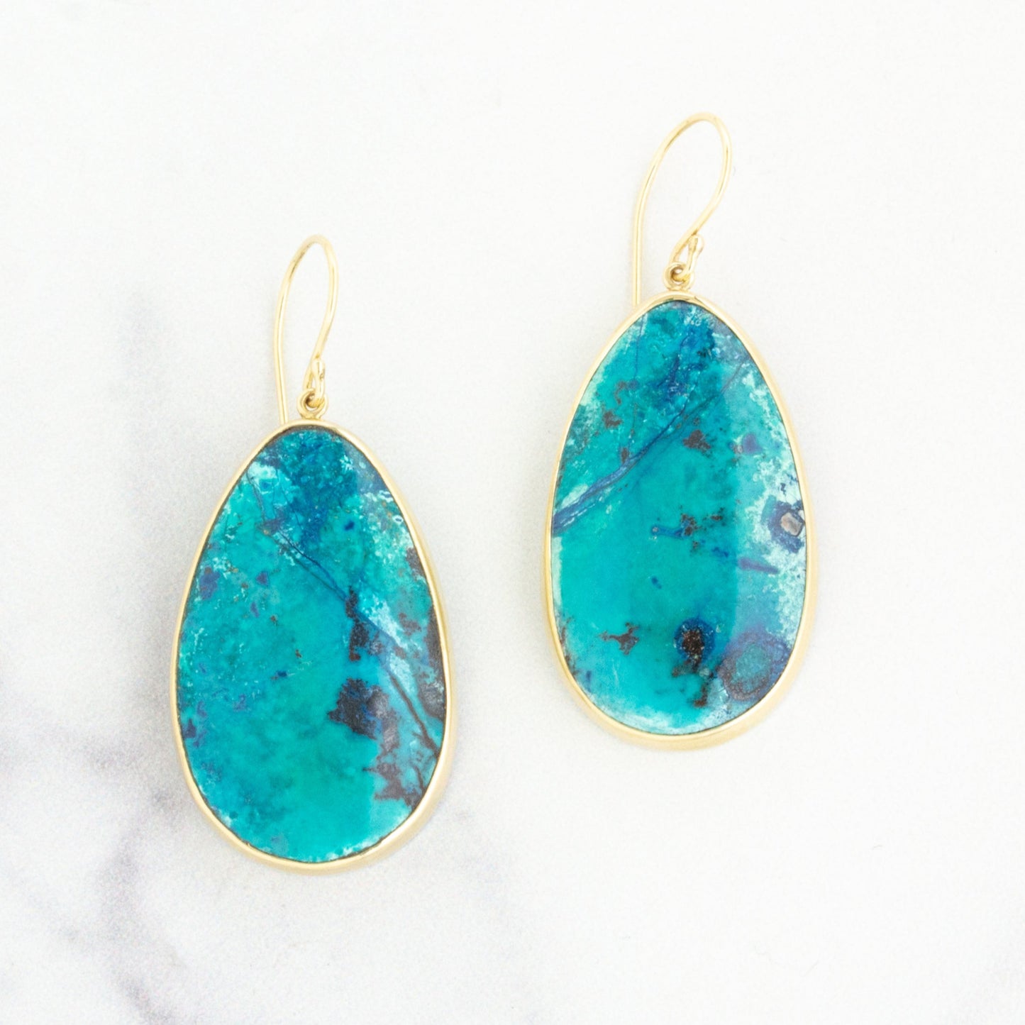 Sterling & 14K Gold Chrysocolla Earrings