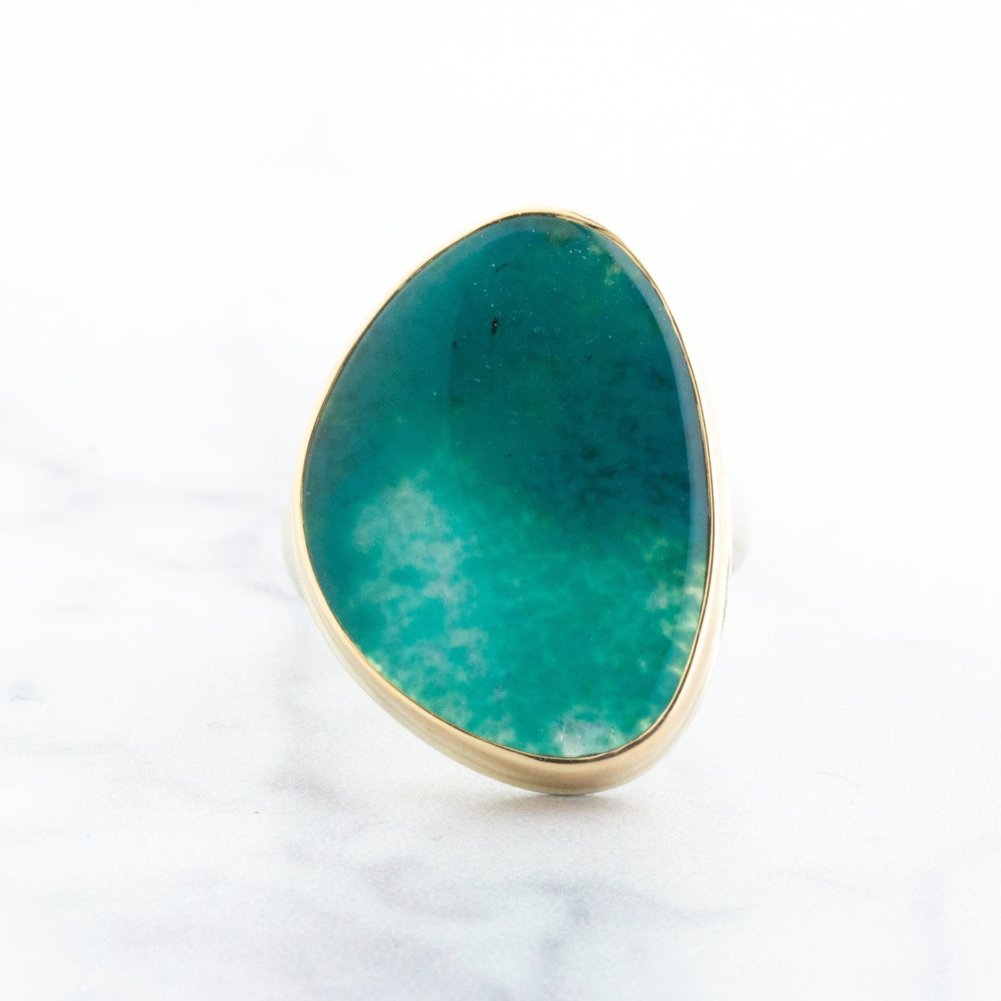 Sterling & 14K Gold Asymmetrical Gem Silica Ring
