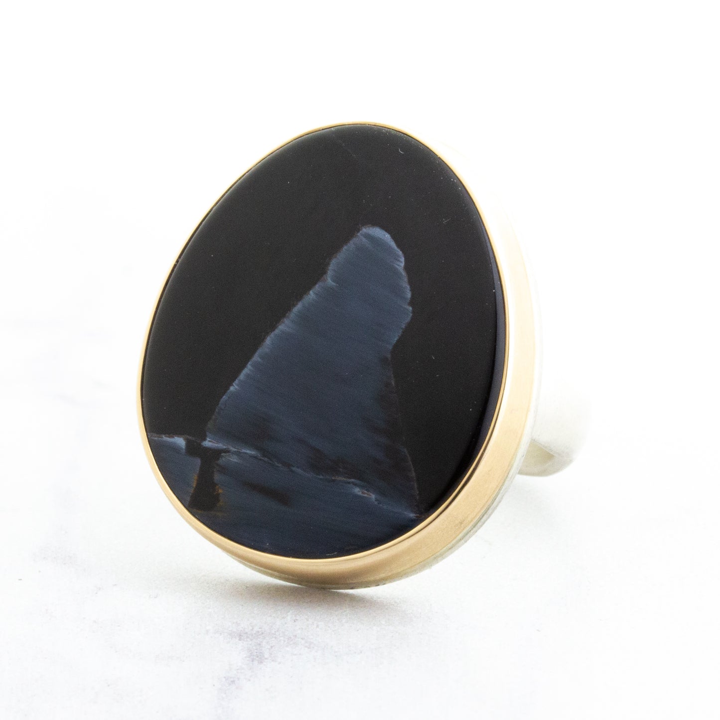 Sterling & 14K Gold Large Pietersite Ring