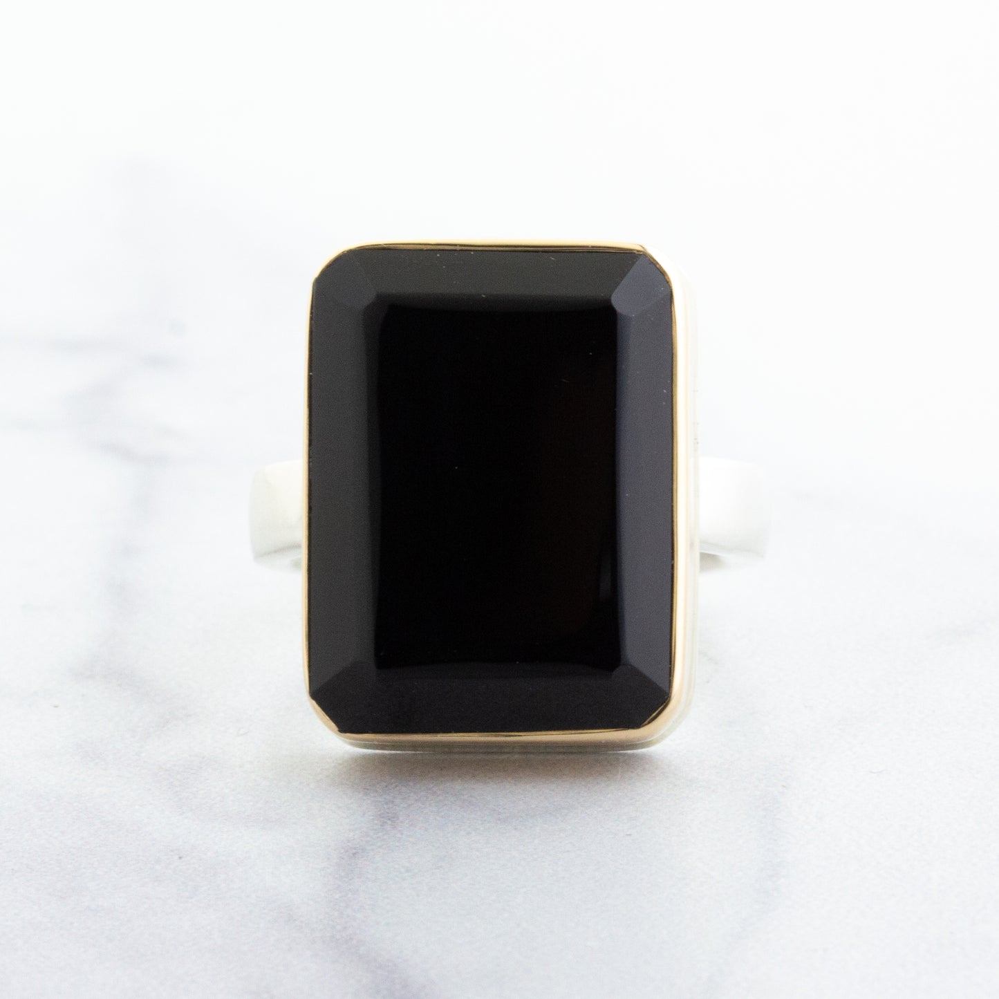 Sterling & 14K Gold Black Onyx Ring