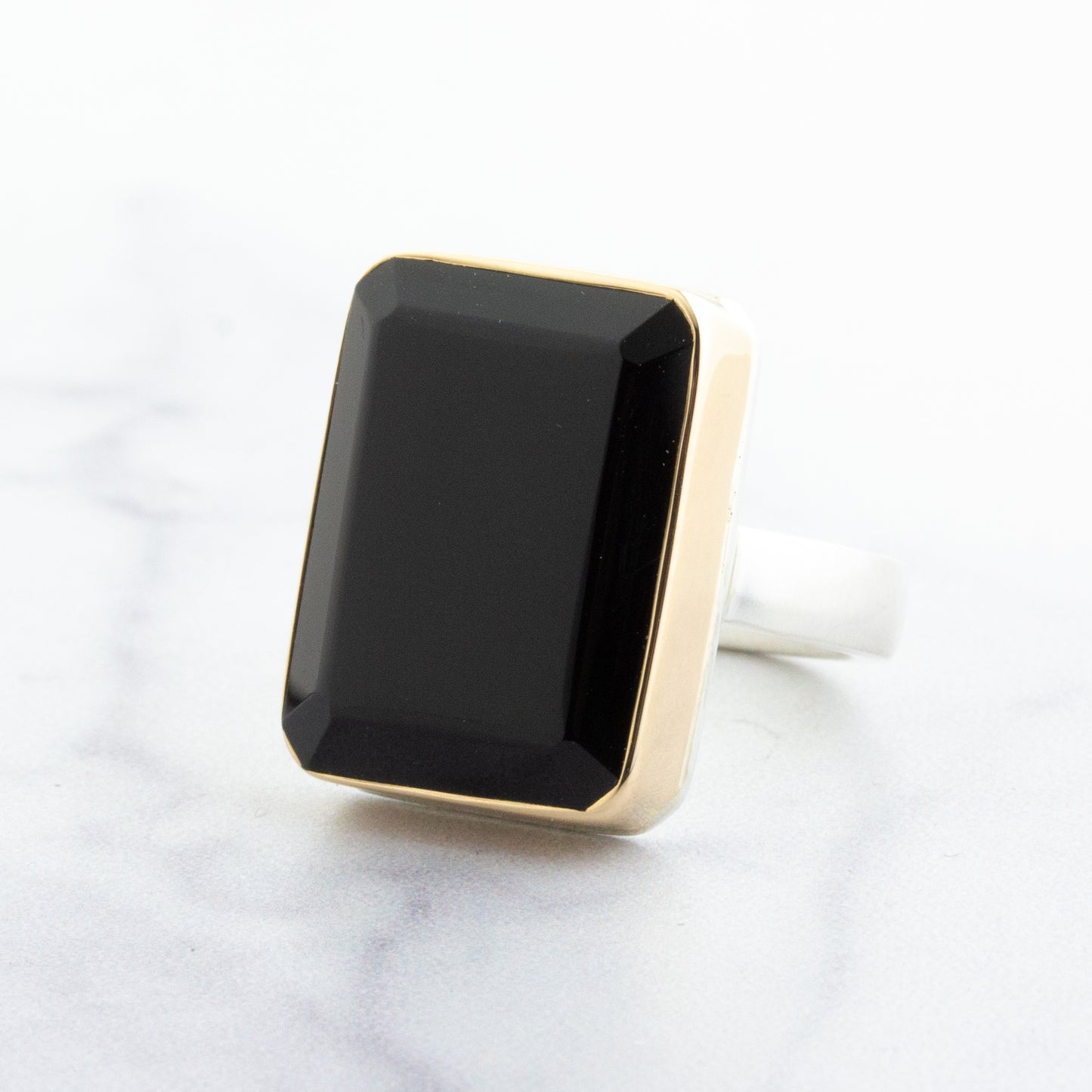 Sterling & 14K Gold Black Onyx Ring