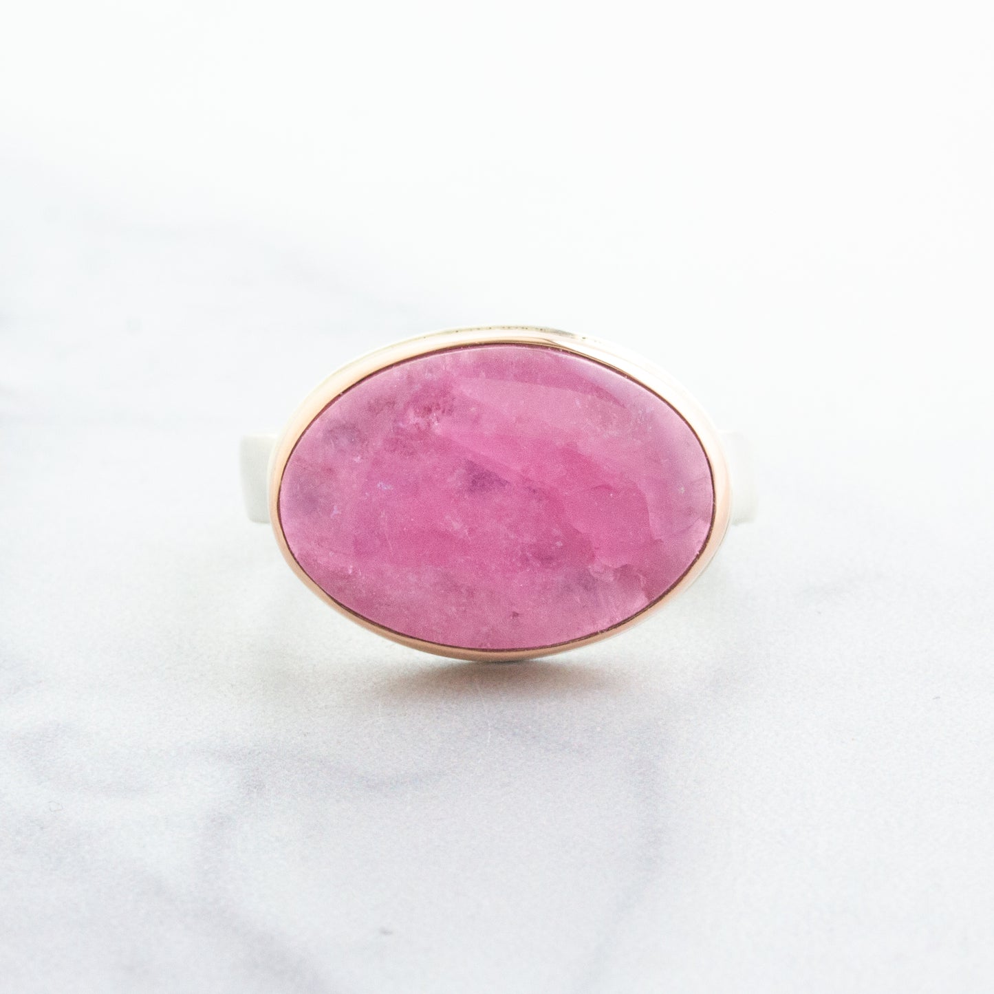Sterling & 14K Rose Gold Oval Pink Tourmaline Ring