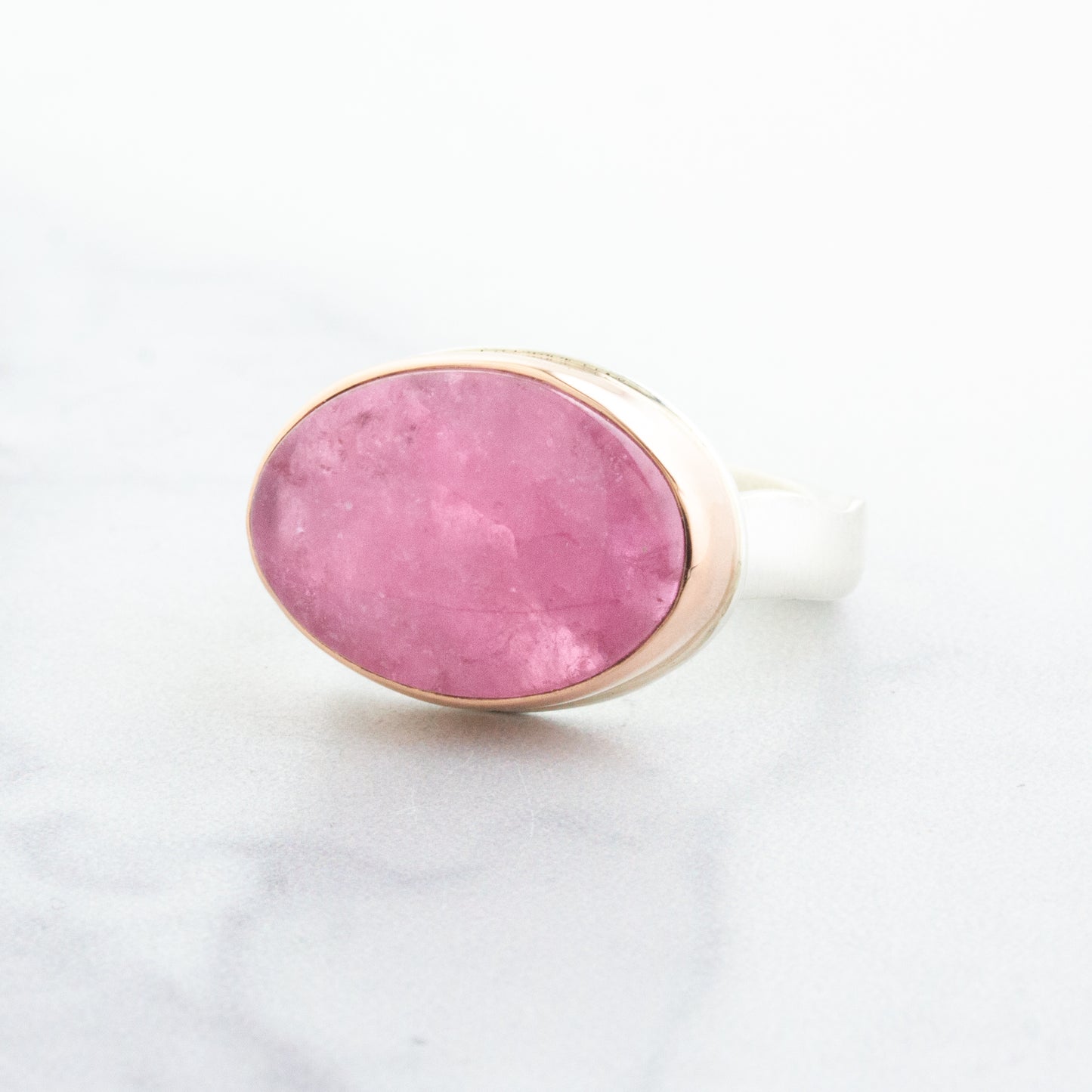 Sterling & 14K Rose Gold Oval Pink Tourmaline Ring