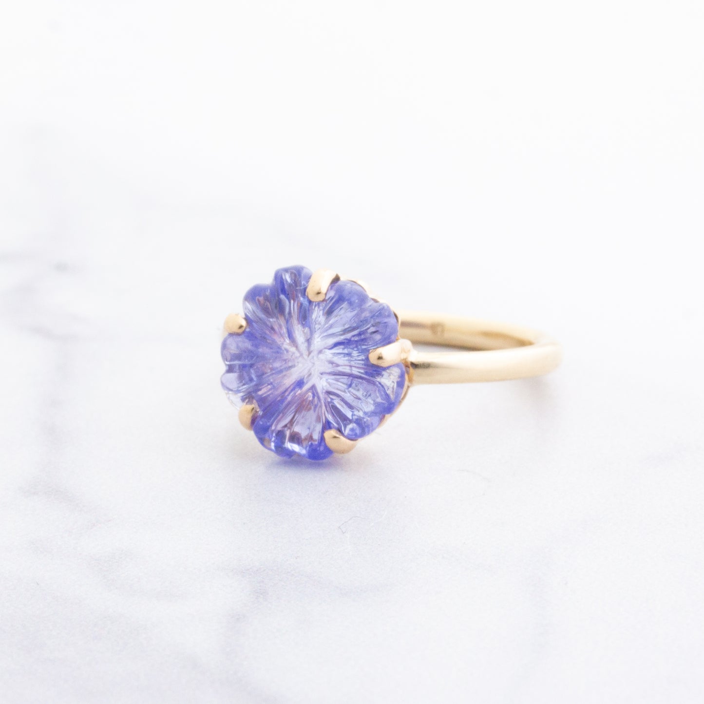 14K Gold Prong Tanzanite Flower Ring