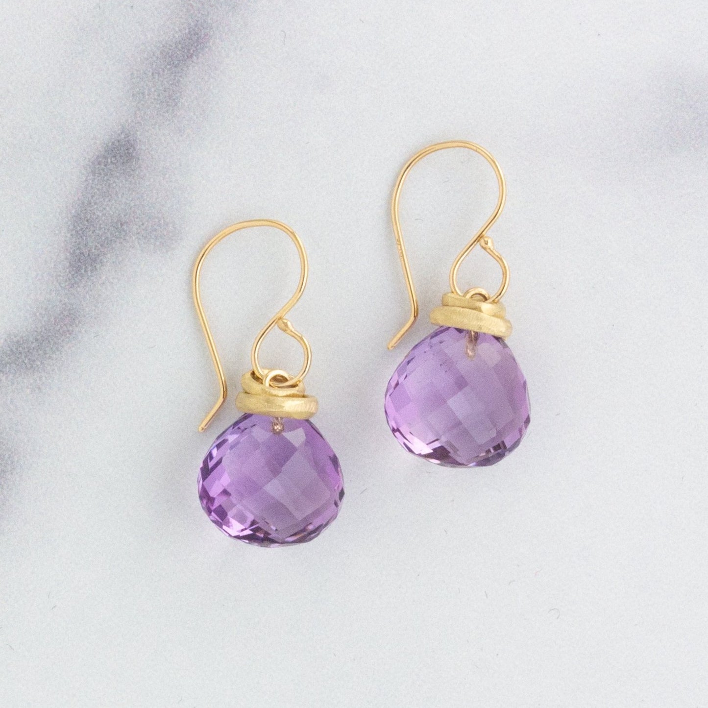 14K Gold Amethyst Earrings