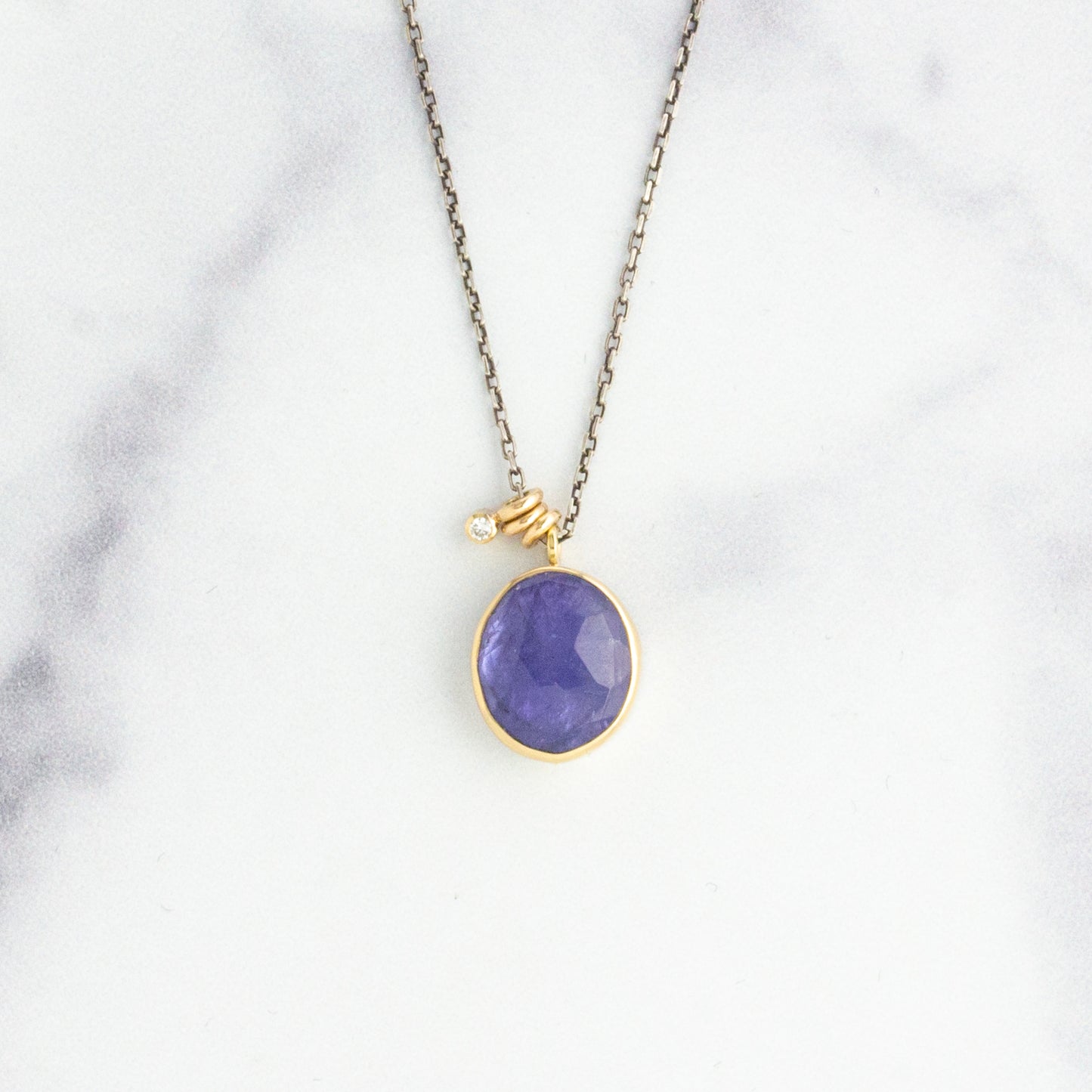 Oxidized Sterling & 14K Gold Tanzanite Necklace