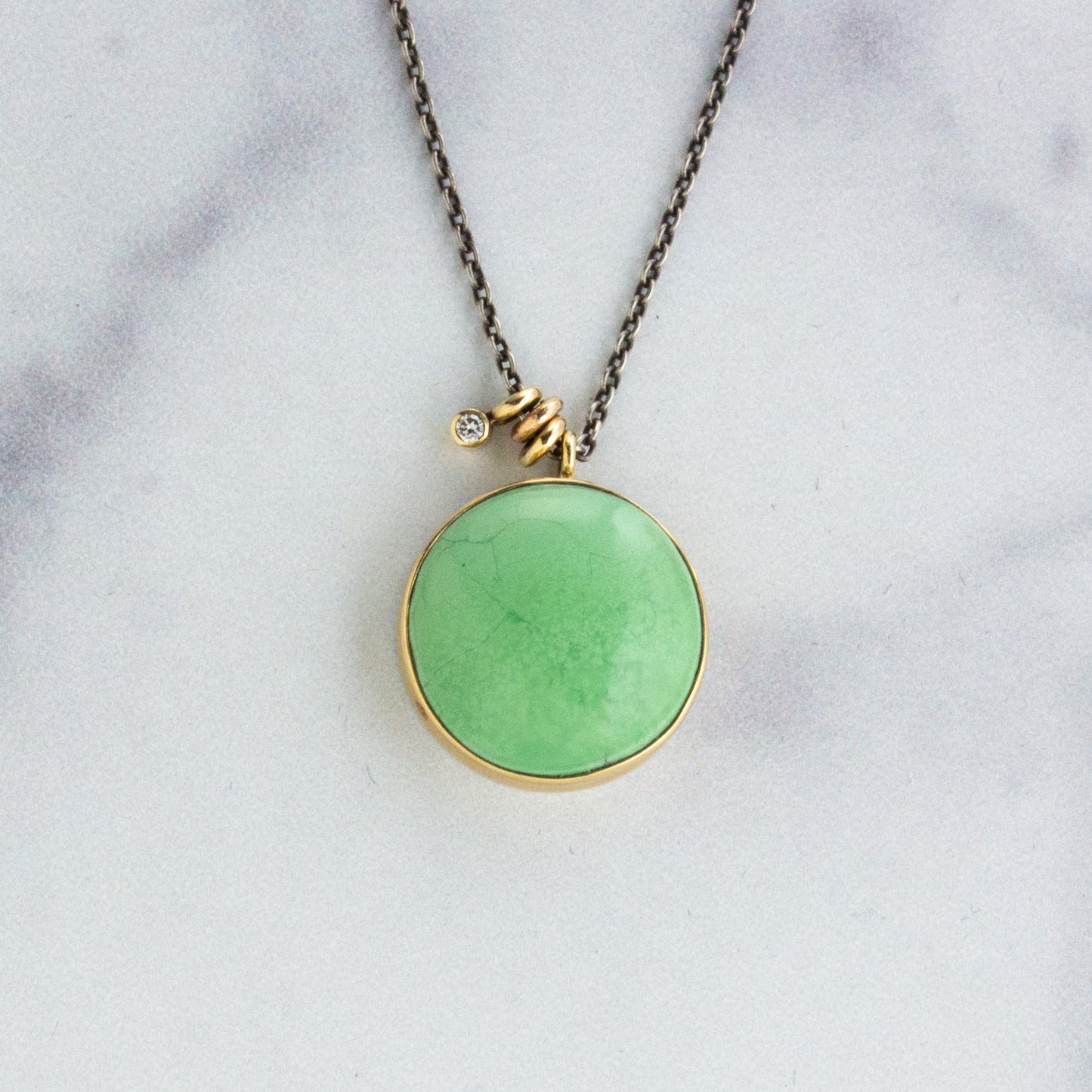 Oxidized Sterling & 14K Gold Turquoise & Diamond Necklace