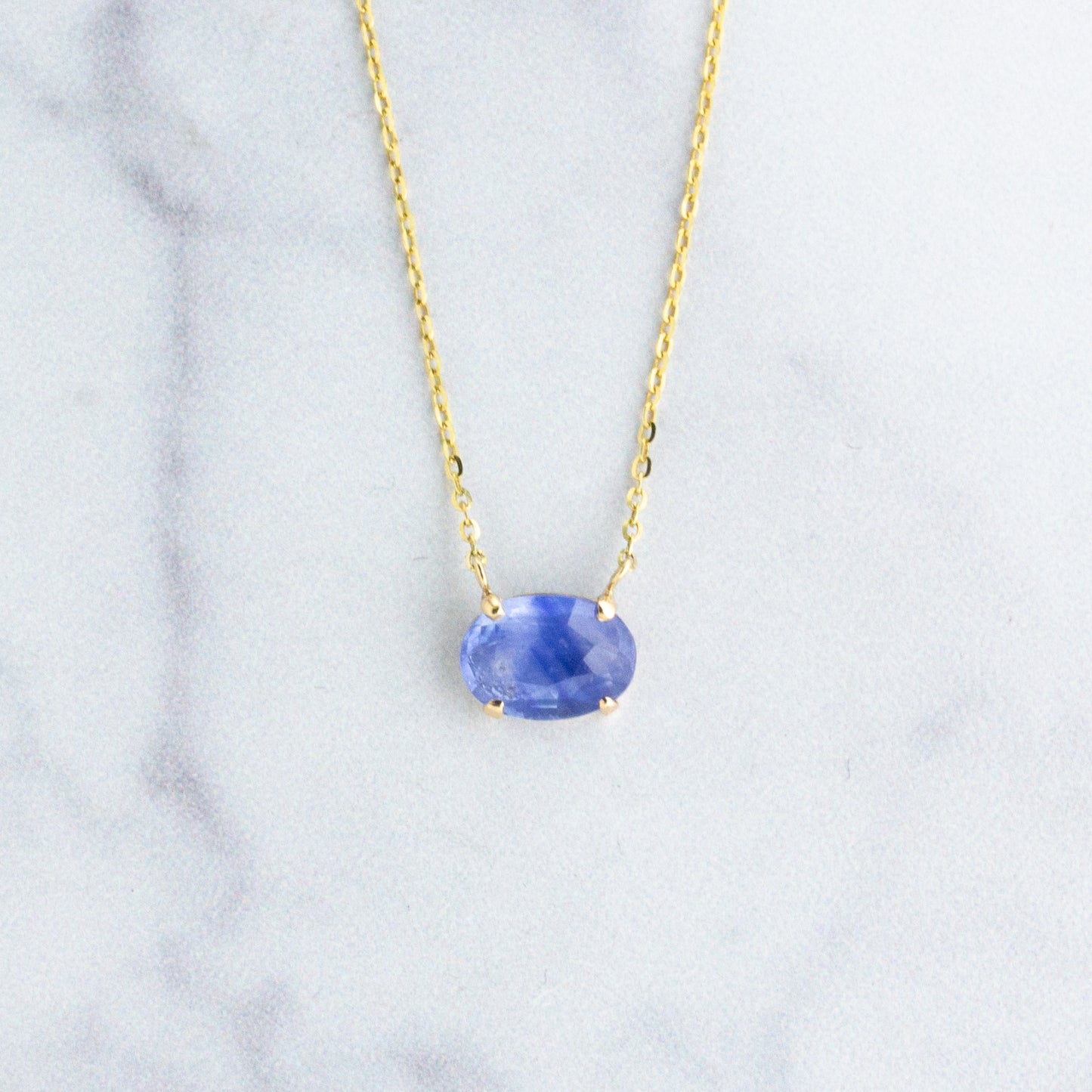 14K Gold Small Ceylon Sapphire Necklace