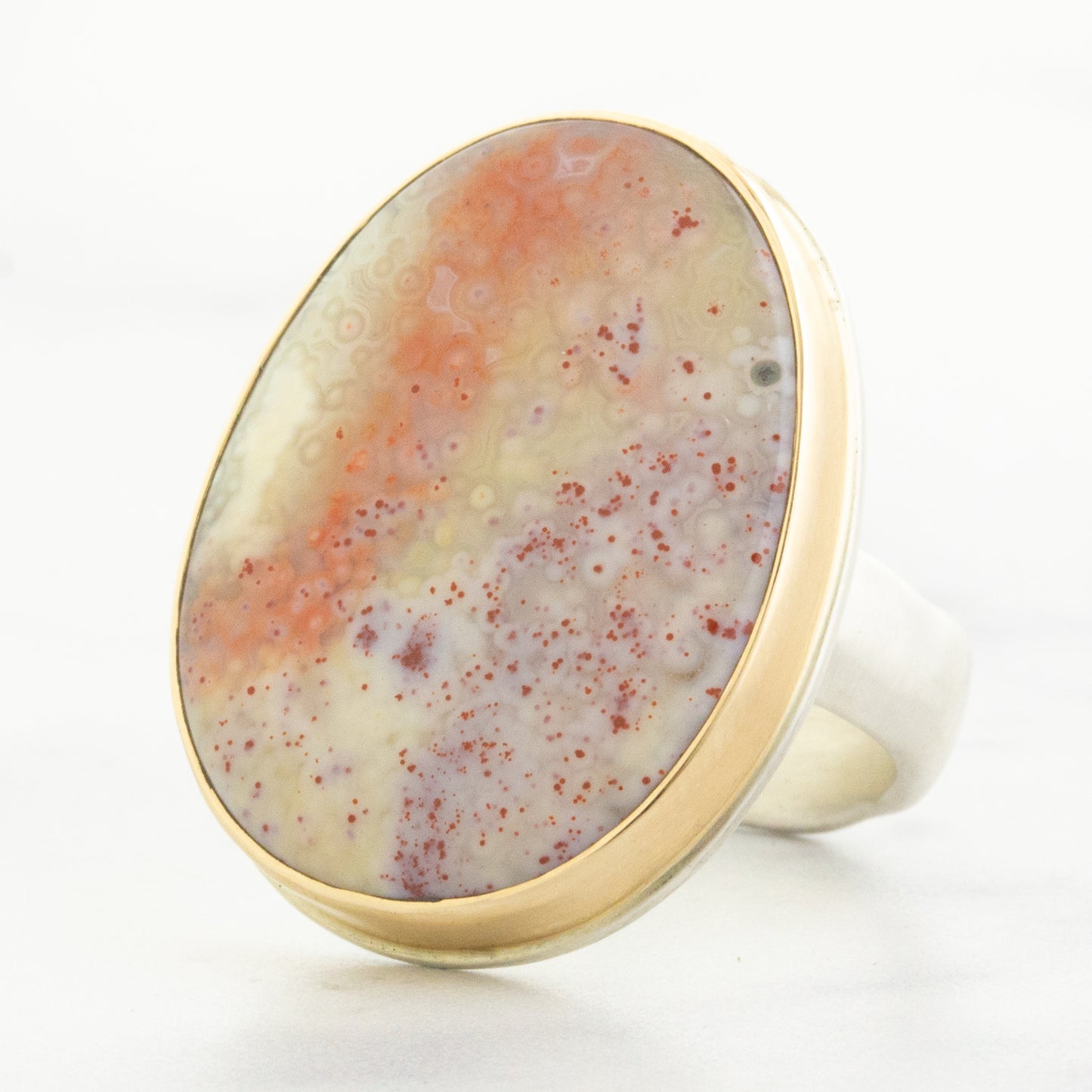 Sterling & 14K Gold Painted Hills Jasper Ring