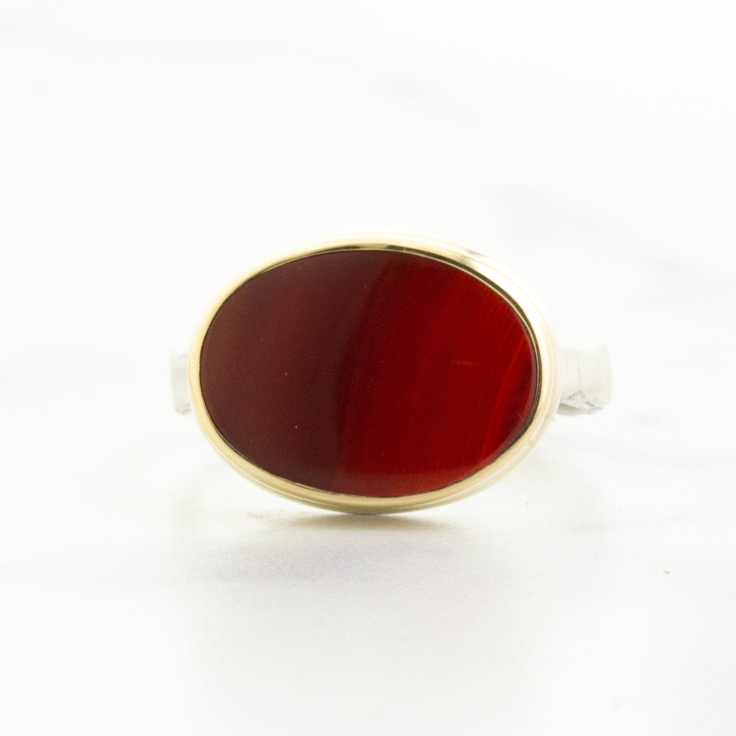 Sterling & 14K Gold Oval Carnelian Ring