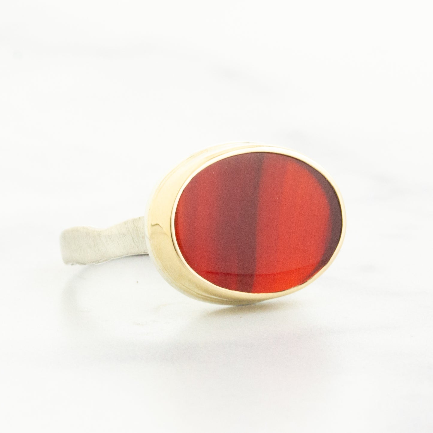 Sterling & 14K Gold Oval Carnelian Ring