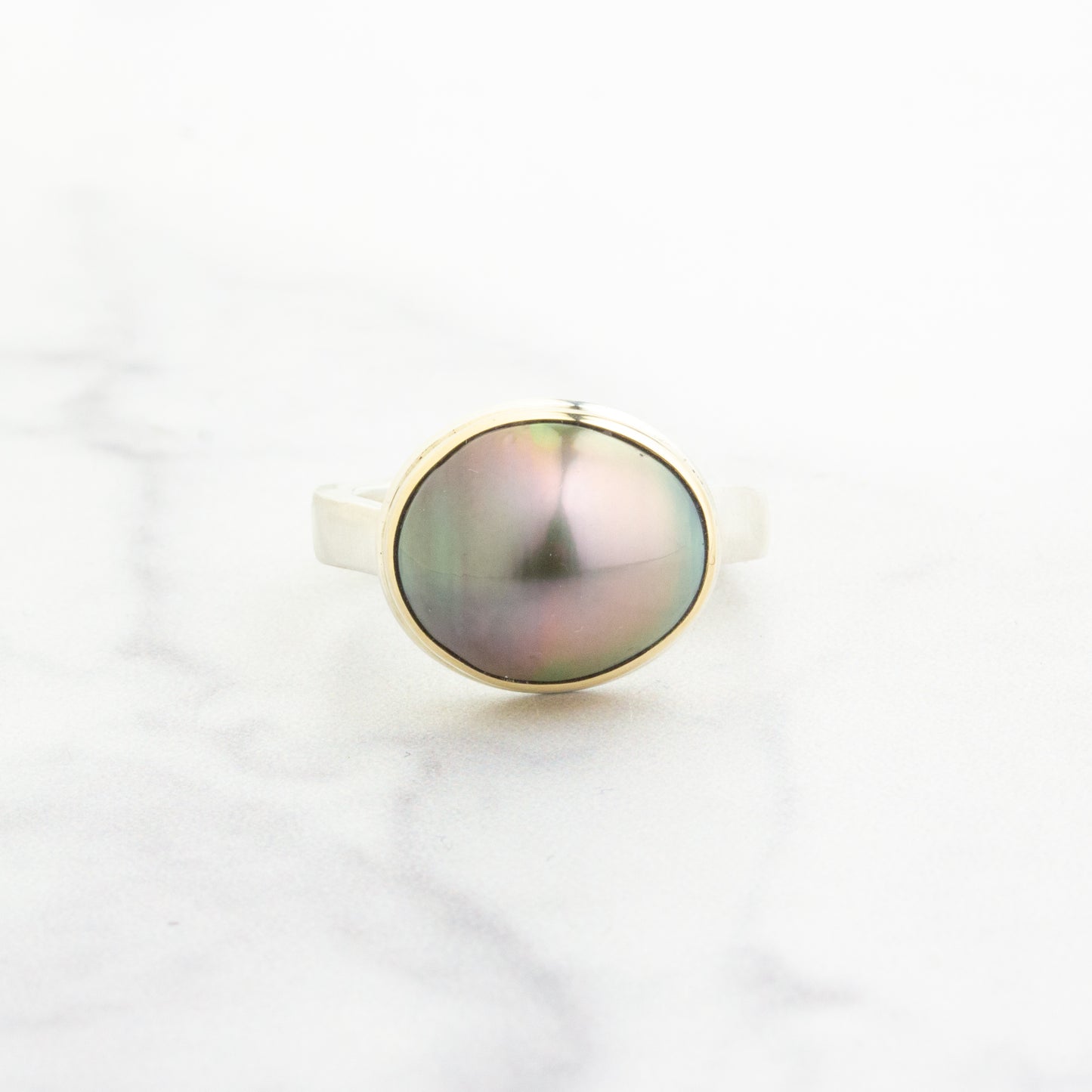 Sterling & 14K Gold Small Tahitian Pearl Ring